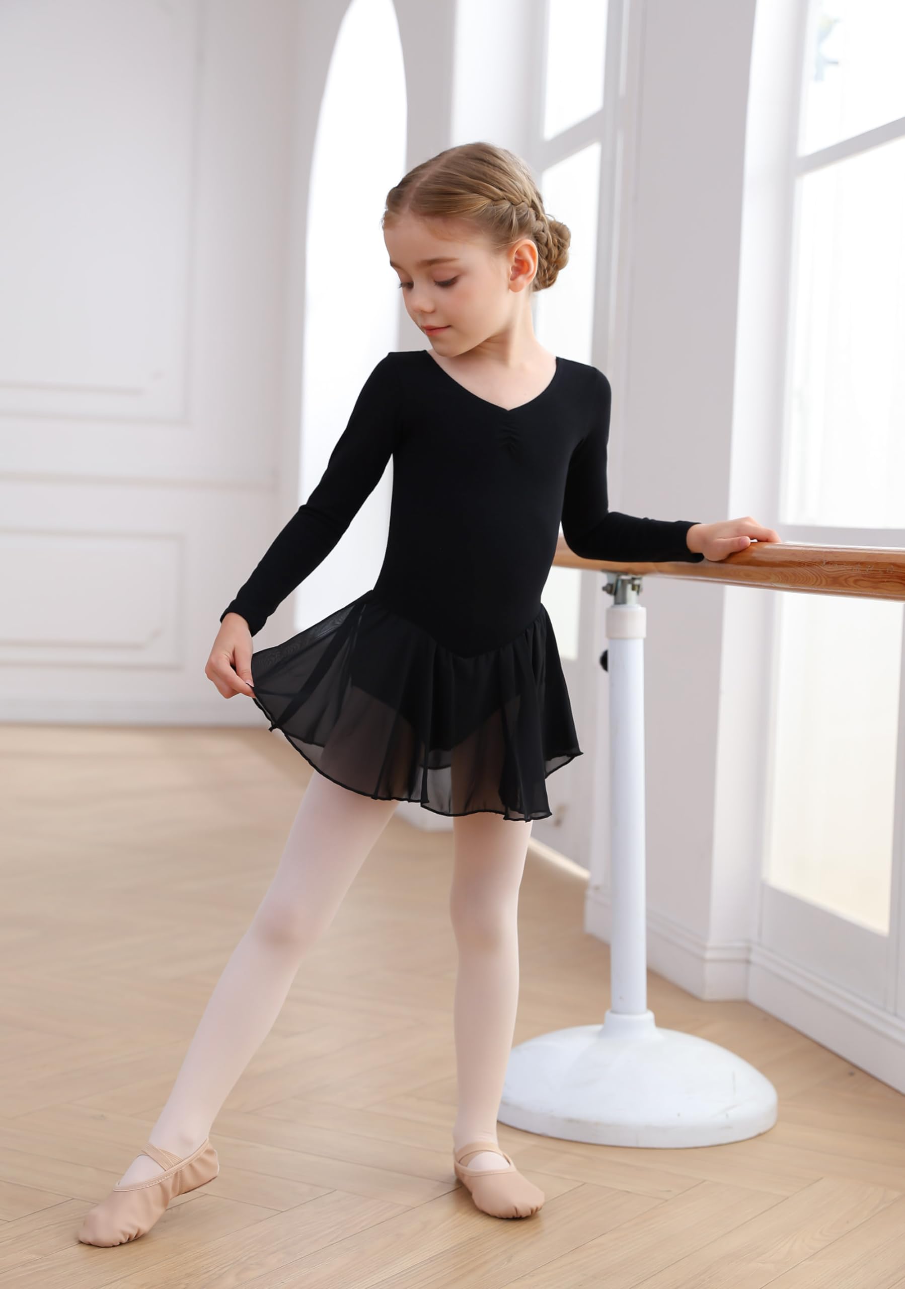 MDNMD Toddler Ballet Leotard for Girls - Dance Leotard with Skirt Set, Gymnastics & Ballerina Outfit, Classic Short Sleeve Dance Dress - Perfect for Ballet Class, Recitals & Dance Performances