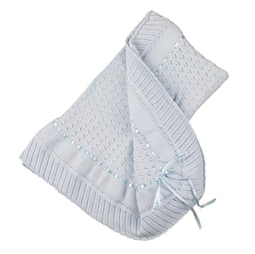 Feltman Brothers Baby Boy Blue Knit Shawl Blanket - Soft & Cozy Newborn Wrap for Boys - Perfect for Swaddling, Nursing, and Photo Shoots