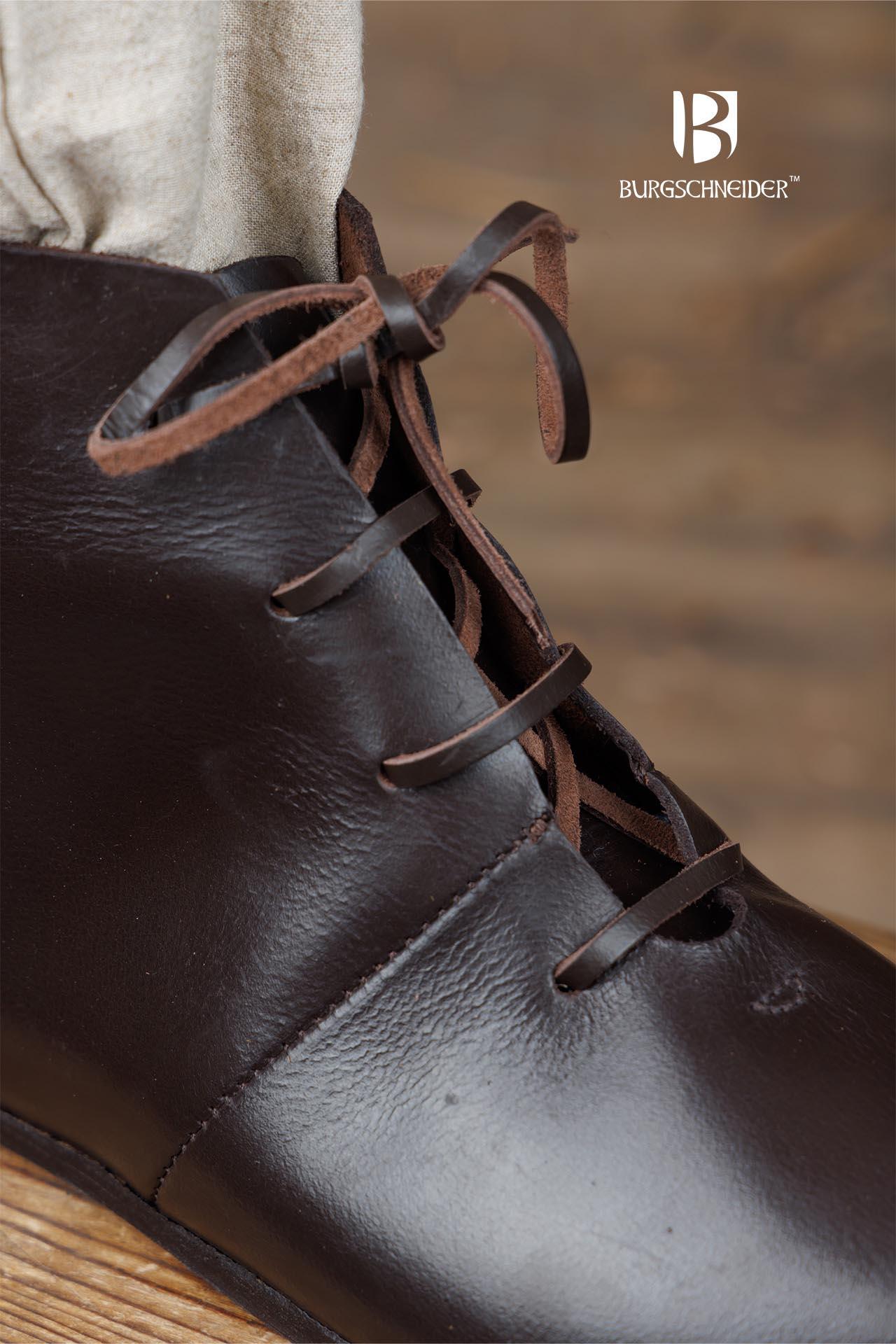 Medieval Half Boots Landolf Dark Brown - Authentic Renaissance & LARP Footwear for Cosplay, Historical Reenactment & Fantasy Events