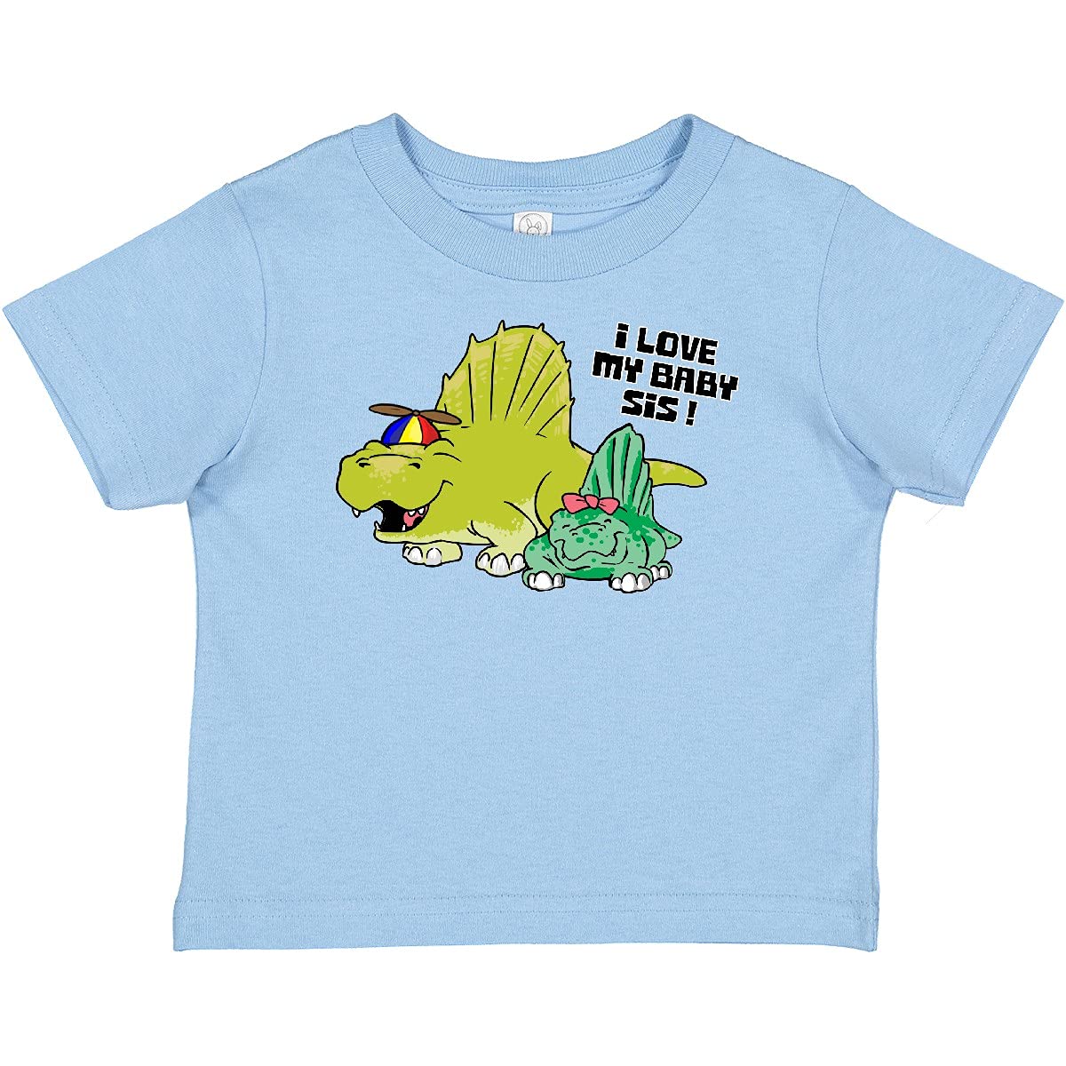 Inktastic I Love My Baby Sister with Baby Dimetrodon Graphic Baby T-Shirt - Cute Dinosaur Sibling Outfit for Toddlers & Infants