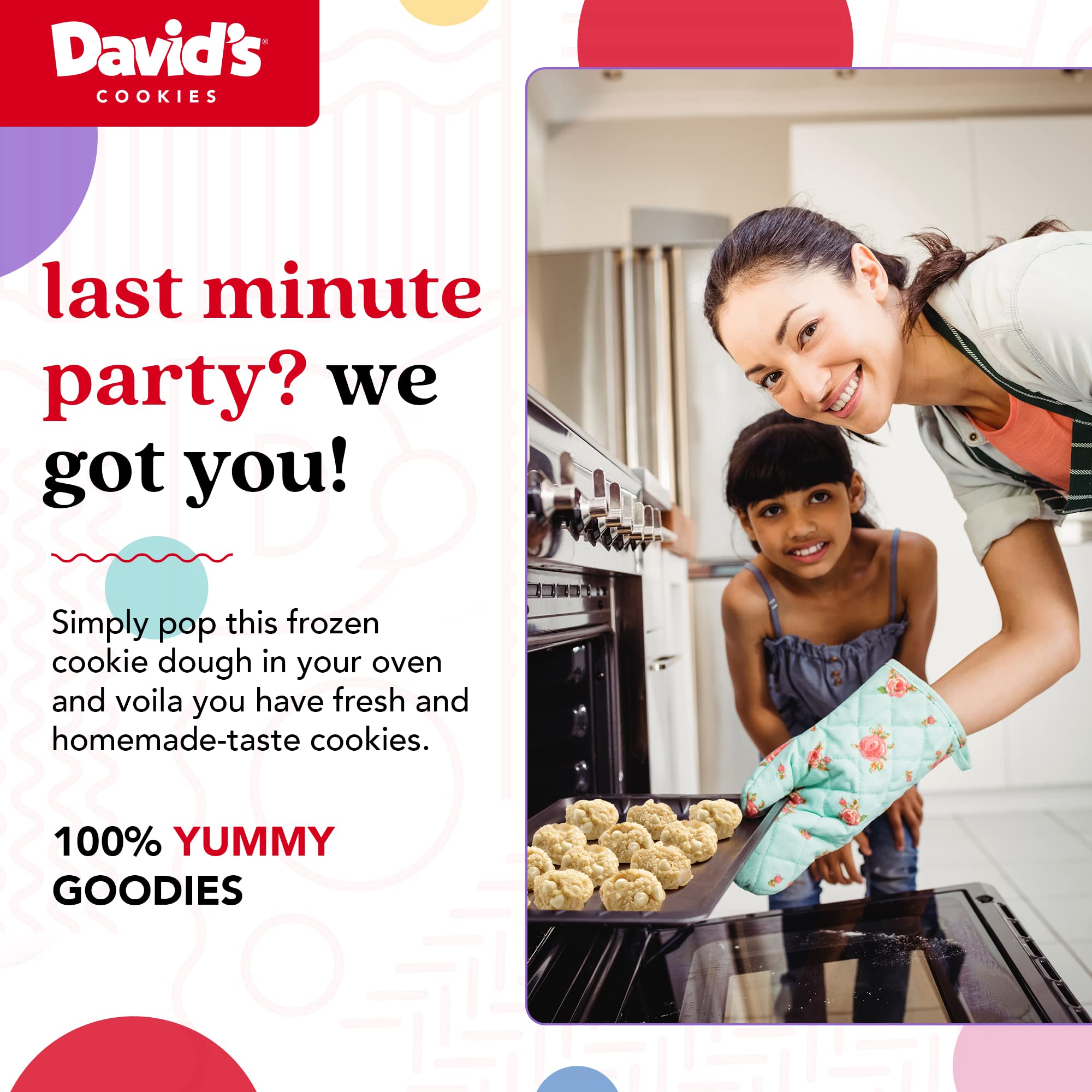 David's Cookies Preformed Frozen Macadamia White Chocolate Chip Cookie Dough - 80 Count Bulk Pack for Baking, Parties & Gifting
