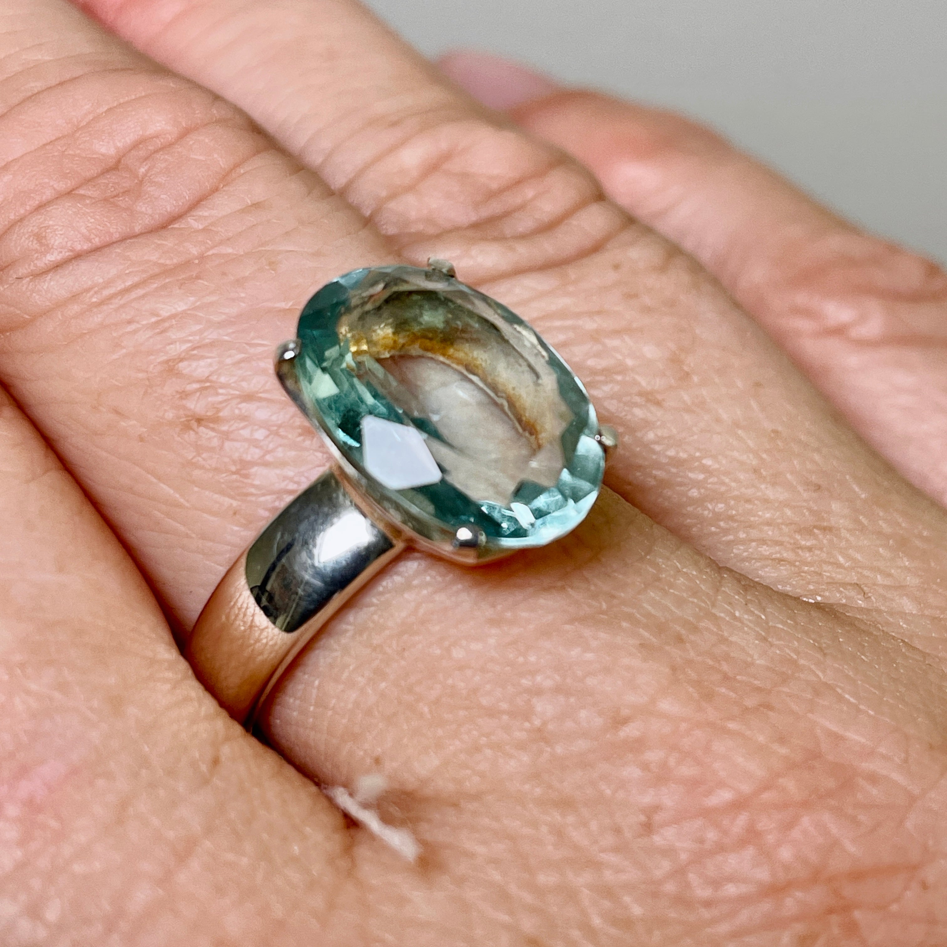 Fluorite Oval Faceted Ring - Size 9 - PRGJ303a - Elegant Gemstone Jewelry for Women, Perfect for Everyday Wear & Special Occasions