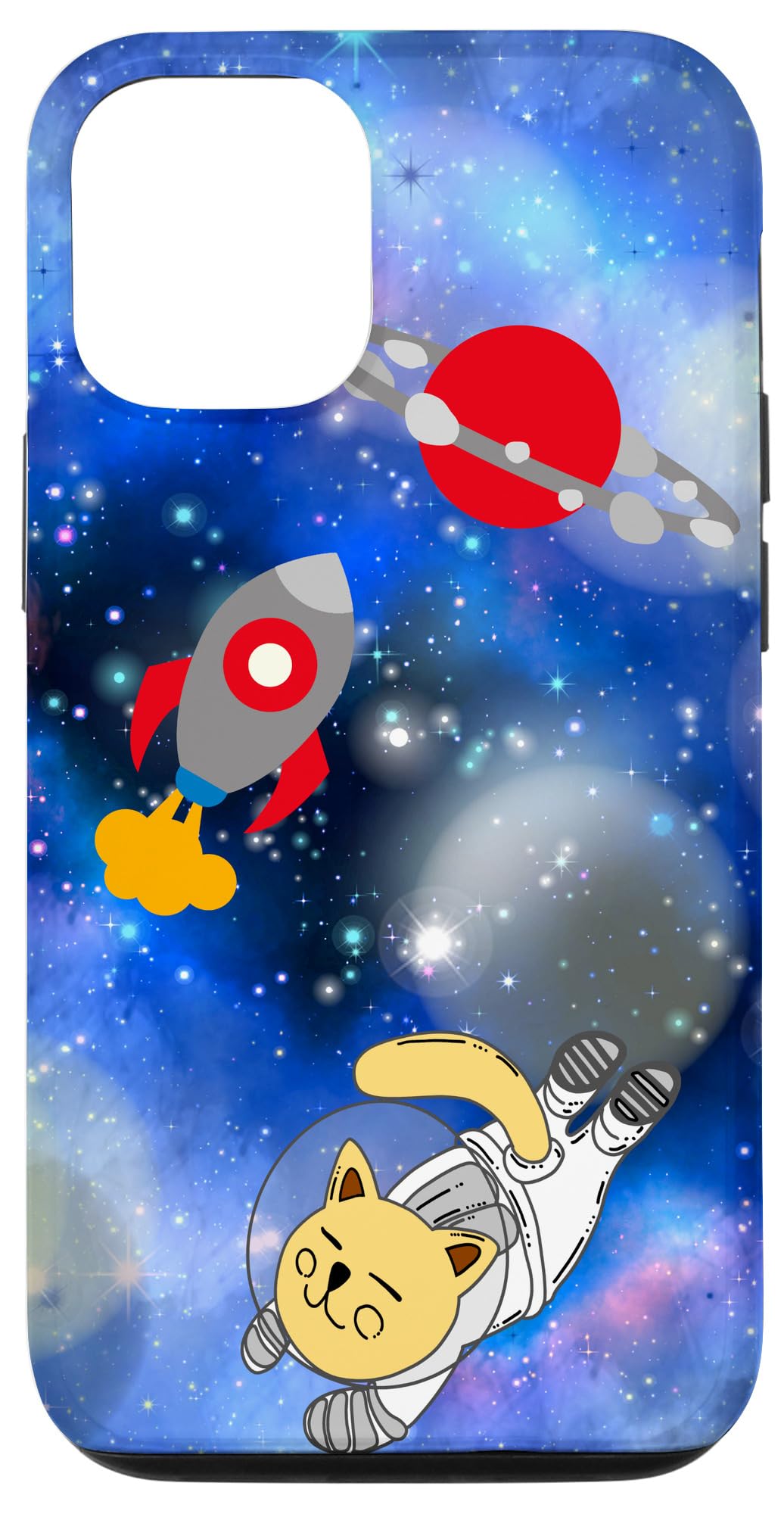 Cute Space Cat Astronaut iPhone 12/12 Pro Case - Funny Kitty Protective Cover for iPhone 12/12 Pro - Perfect for Space Lovers & Cat Enthusiasts