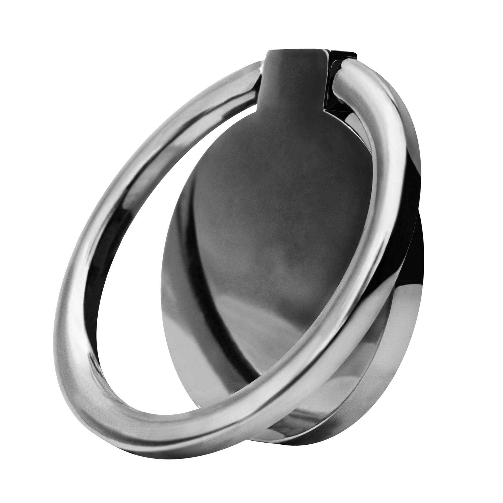 360° Rotating Phone Grip Ring Holder - Shiny Polished Chrome Finger Stand for iPhone Samsung Galaxy (Perfect for Selfies, Videos & Hands-Free Viewing)