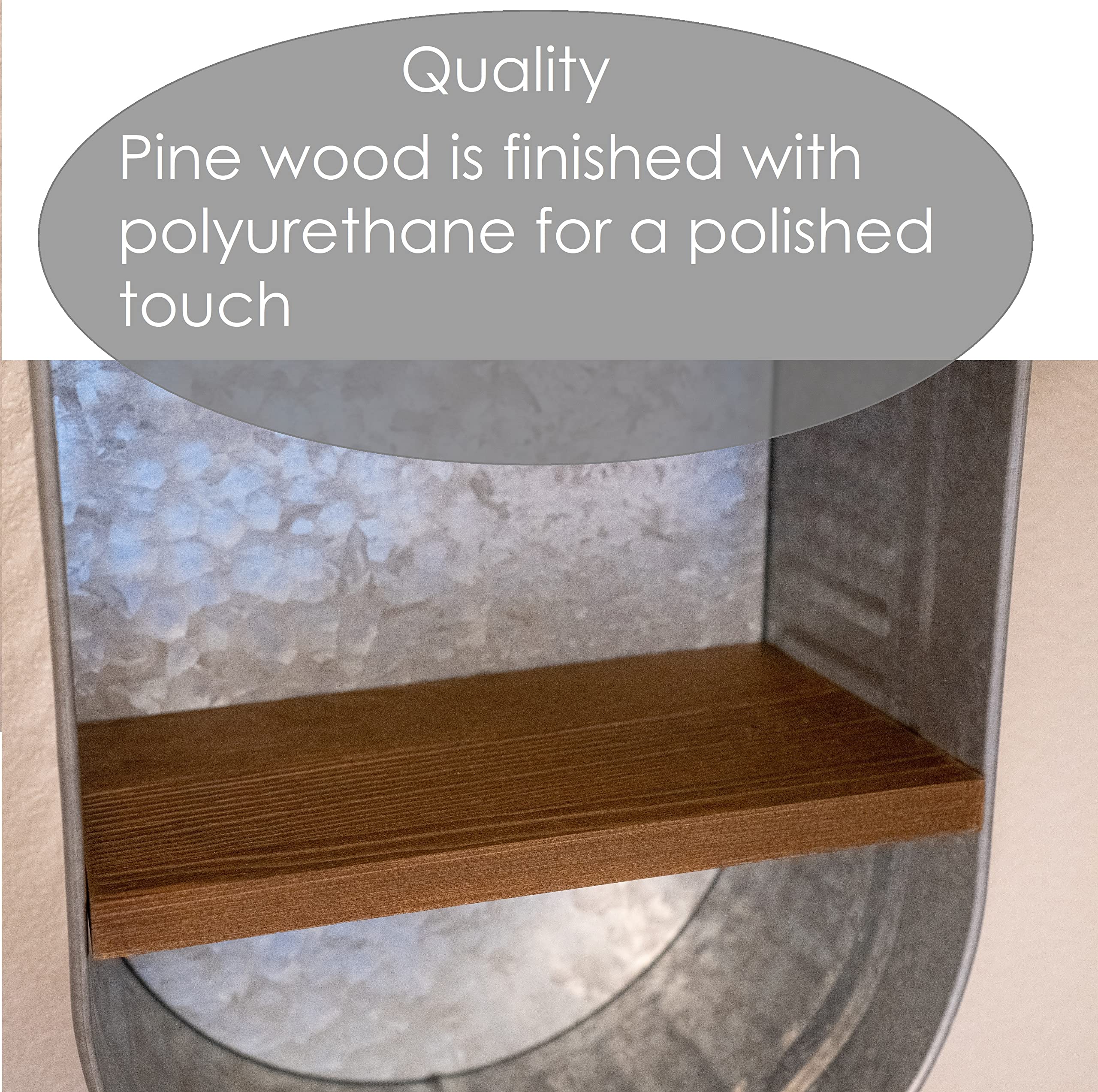 Galvanized Metal Wash Tub with Shelves - Rustic Farmhouse Bathroom Decor - Towel Storage Organizer - Wall Mounted Shelf for Bathroom, Laundry Room & Farmhouse Style Home Décor