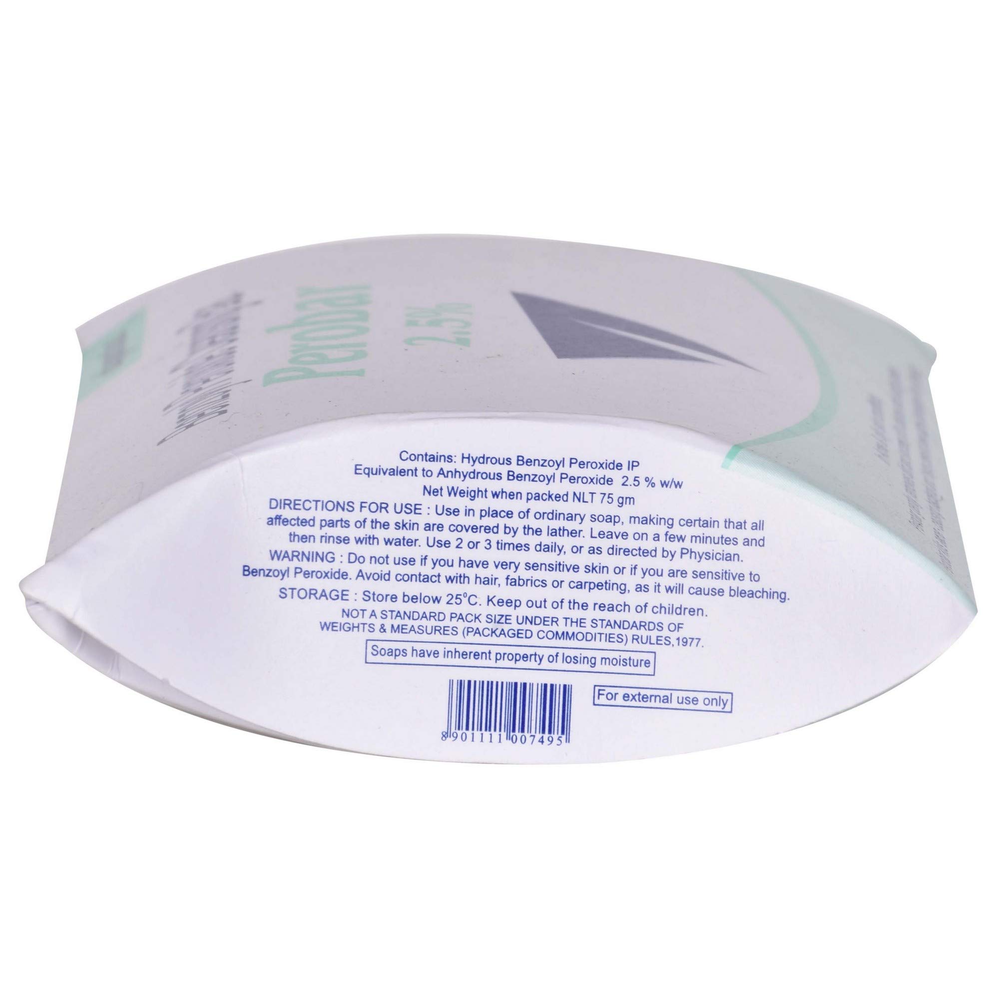 Perobar 2.5% Antibacterial Soap - Pack of 75g (75 Gram) for Skin Care, Acne Treatment & Daily Hygiene | Gentle Cleansing for Face & Body
