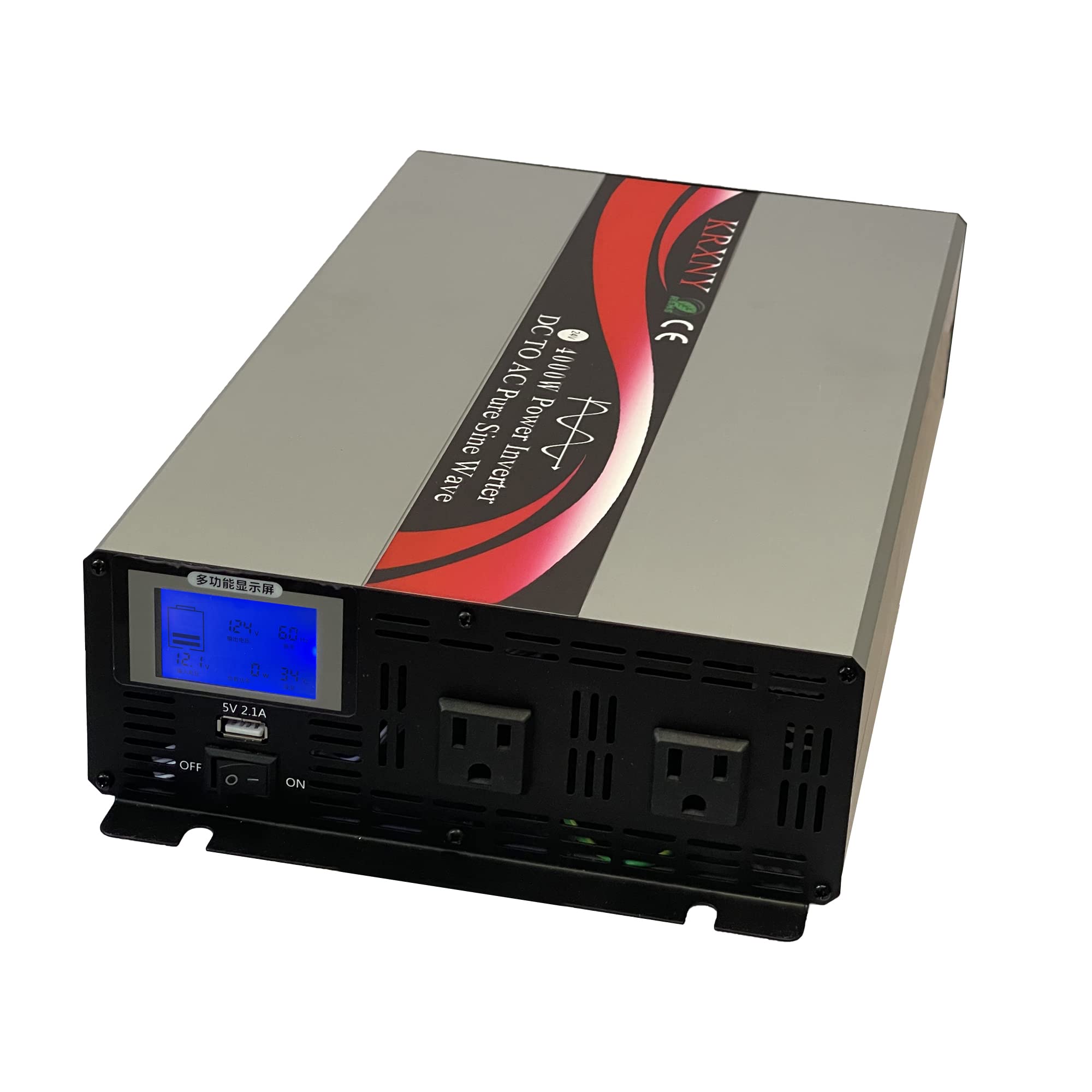 4000W Pure Sine Wave Power Inverter 12V DC to 120V AC Converter with LCD Display & USB Ports - Perfect for RVs, Camping, Off-Grid Solar Systems & Emergency Power Backup