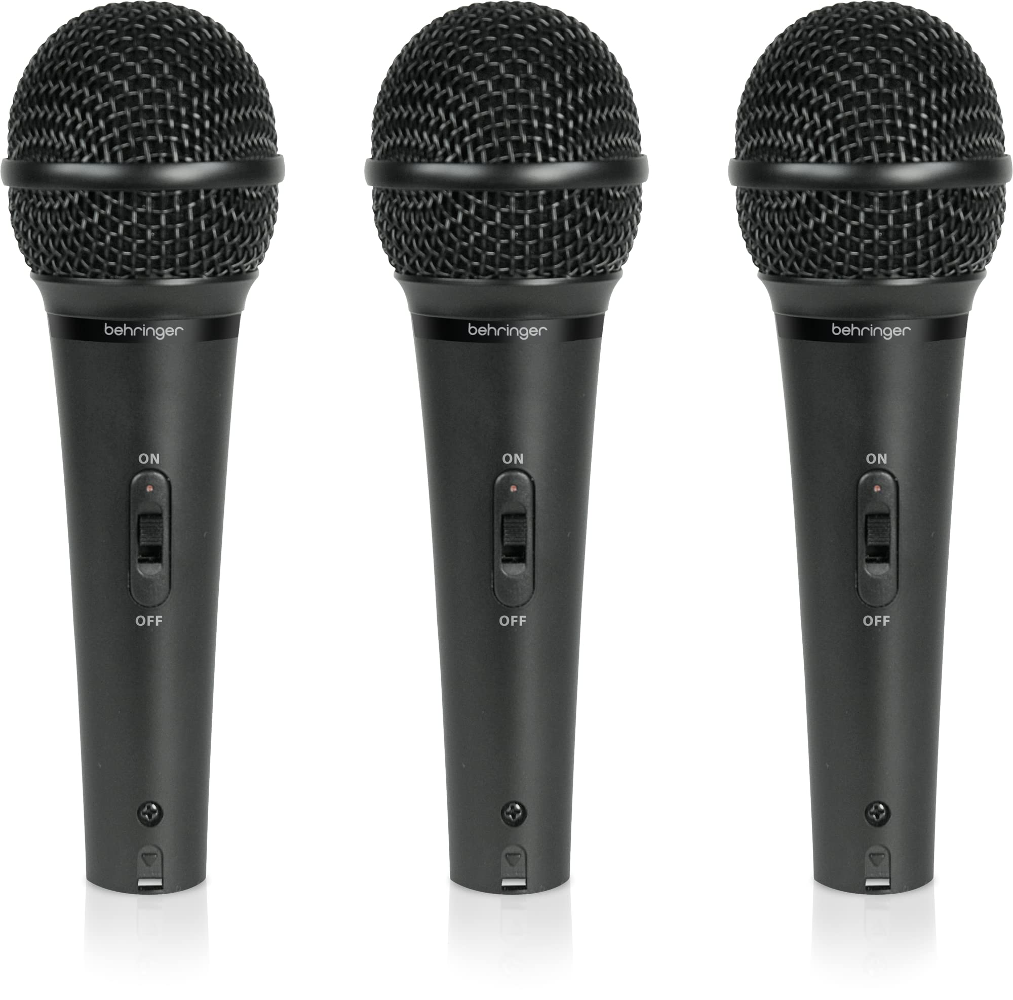 Behringer ULTRAVOICE XM1800S Professional Dynamic Cardioid Microphone Set (3-Pack) - Black | Studio Recording, Live Performance, Podcasting & Karaoke