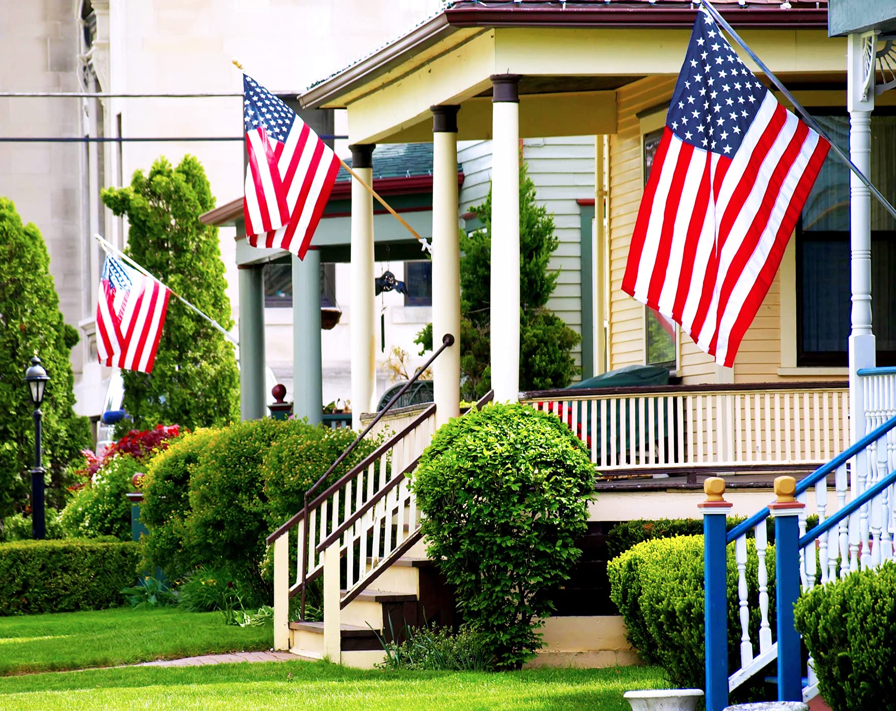 2X3 USA Flag - Heavy Duty Sewn Nylon American Flag with Embroidered Stars, Weatherproof Outdoor US Flag for Porch, Garden & Patriotic Decorations