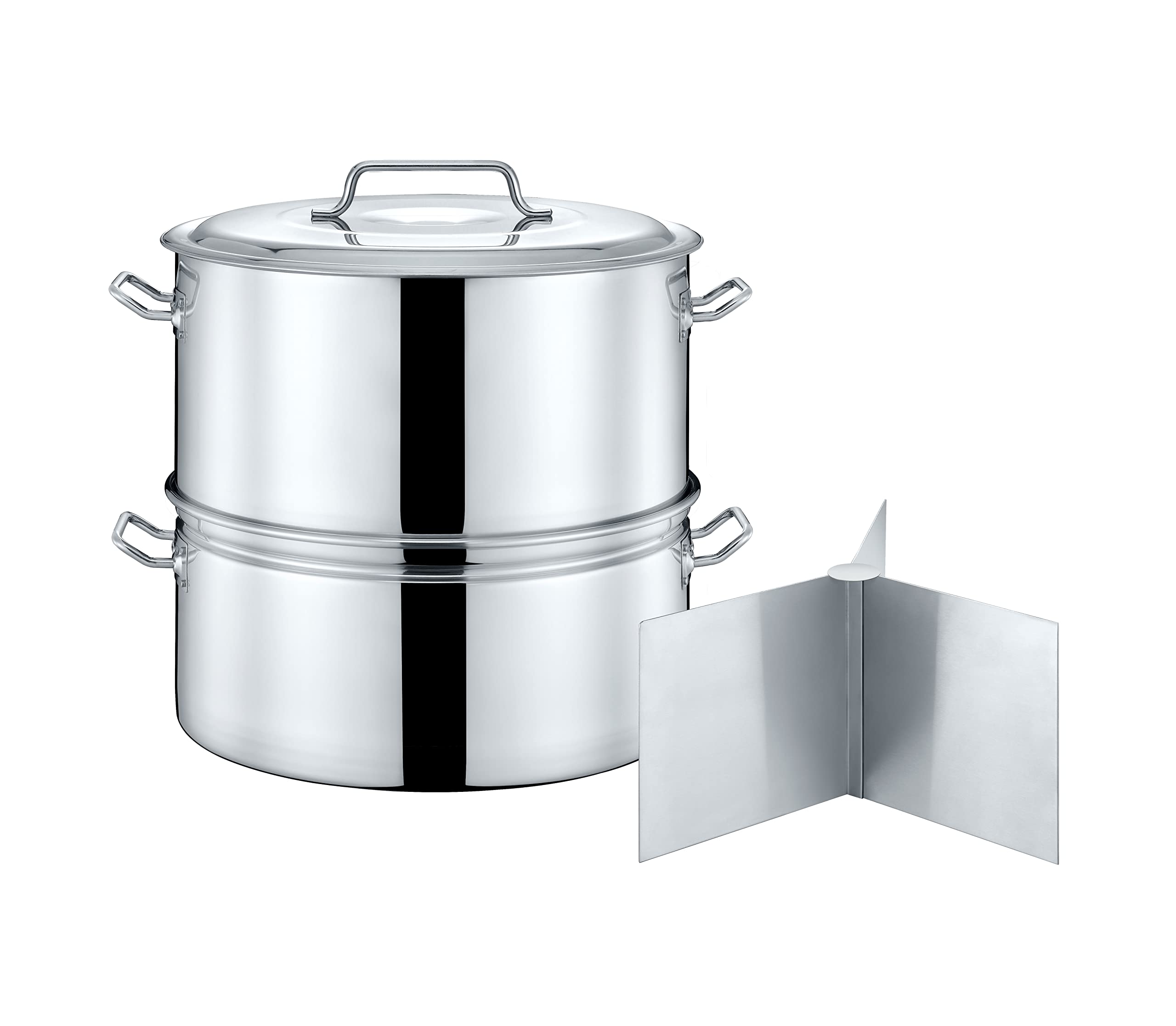 CONCORD 60 QT Extra Large Stainless Steel Stock Pot with Steamer & Braiser - Professional Outdoor Cooking Pot for Steaming Oysters, Crab, Crawfish | Perfect for Seafood Boils, Camping & Large Gatherings