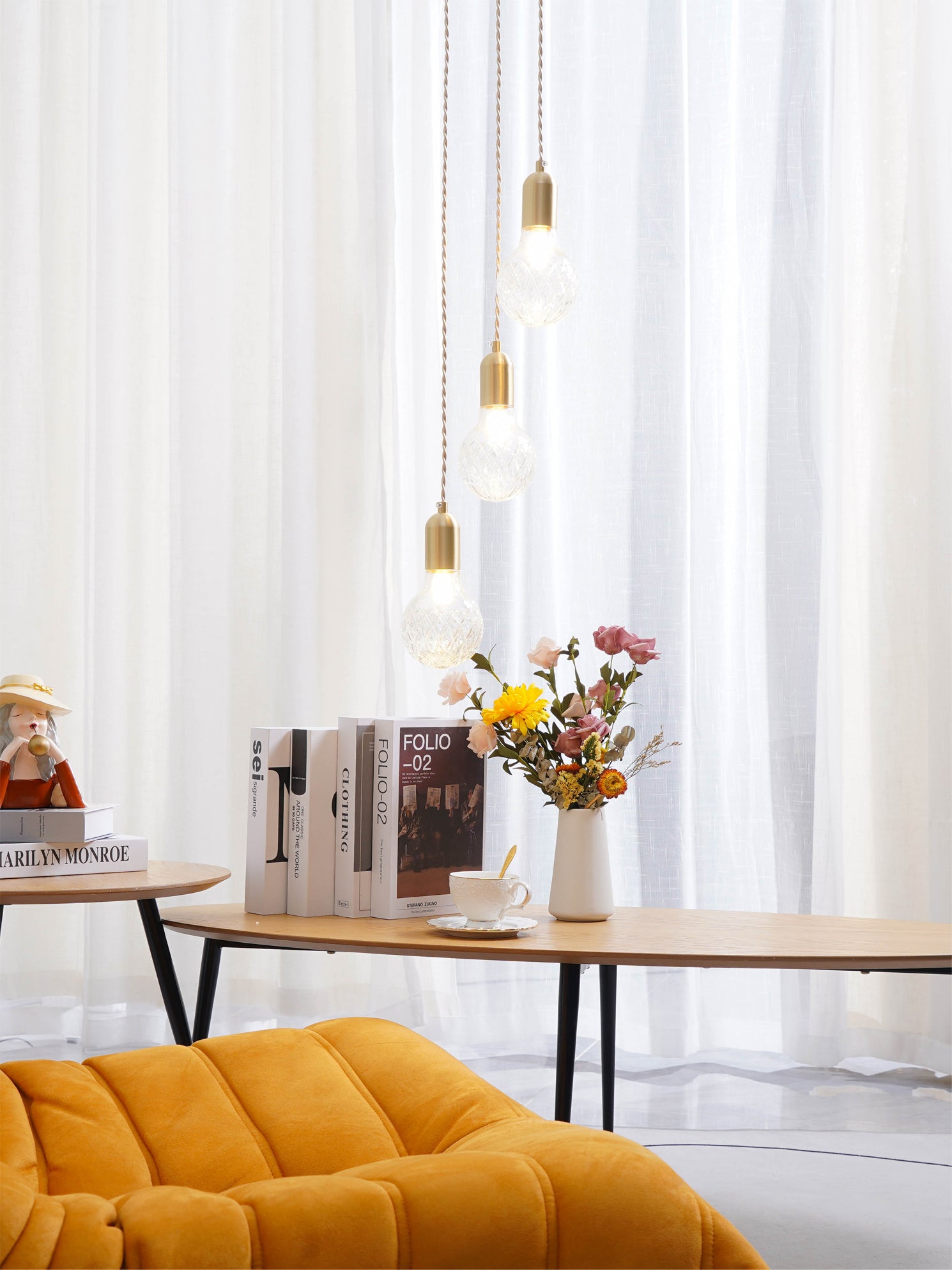 Crystal Bulb Pendant Light - Elegant Glass Ceiling Lighting Fixture for Dining Room, Kitchen Island & Bedroom Decor