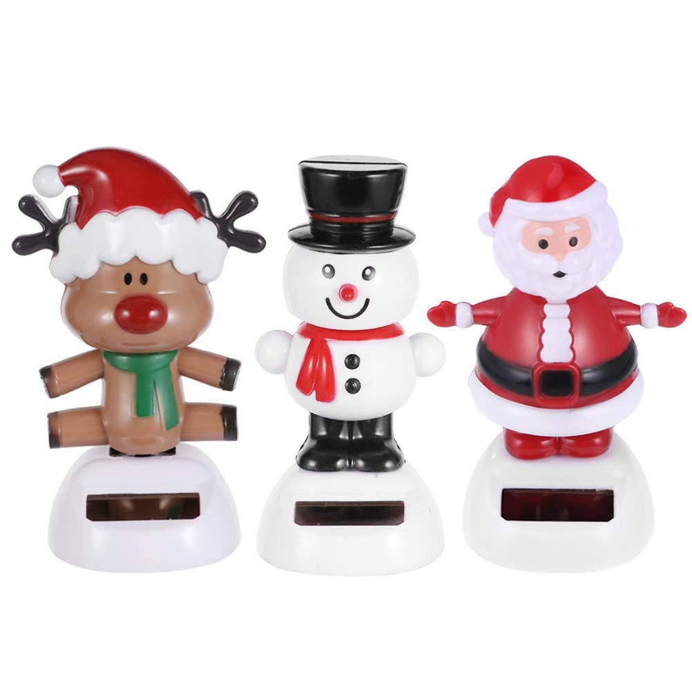 Newooh Solar Dancing Christmas Car Decorations - Moving Head Figures, Solar Snowman, Elk & Santa Claus Dolls for Dashboard Decoration | Fun Holiday Car Accessories & Gift Ideas
