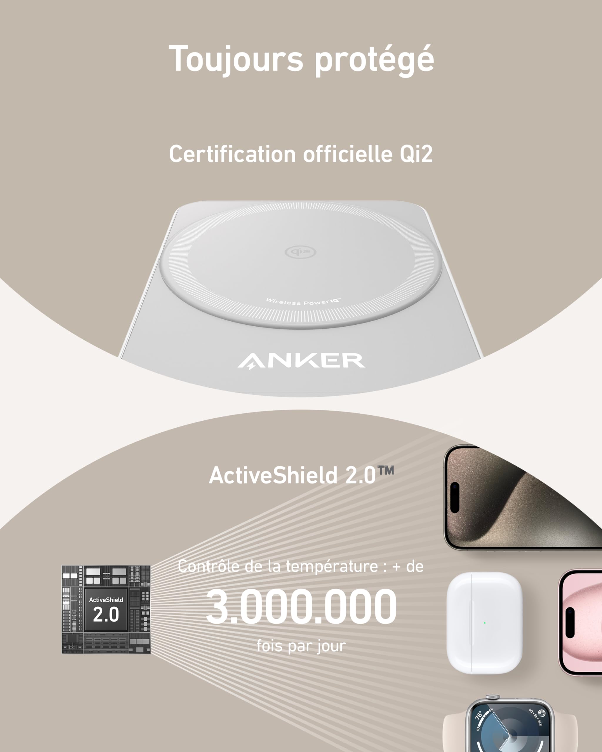 Anker MagGo 3-in-1 Wireless Charging Station with Qi2 & MagSafe Certification - 15W Fast Charging Dock for iPhone 15/14/13, Apple Watch & AirPods (Includes 40W USB-C Adapter) | Perfect for Home, Office & Travel Charging