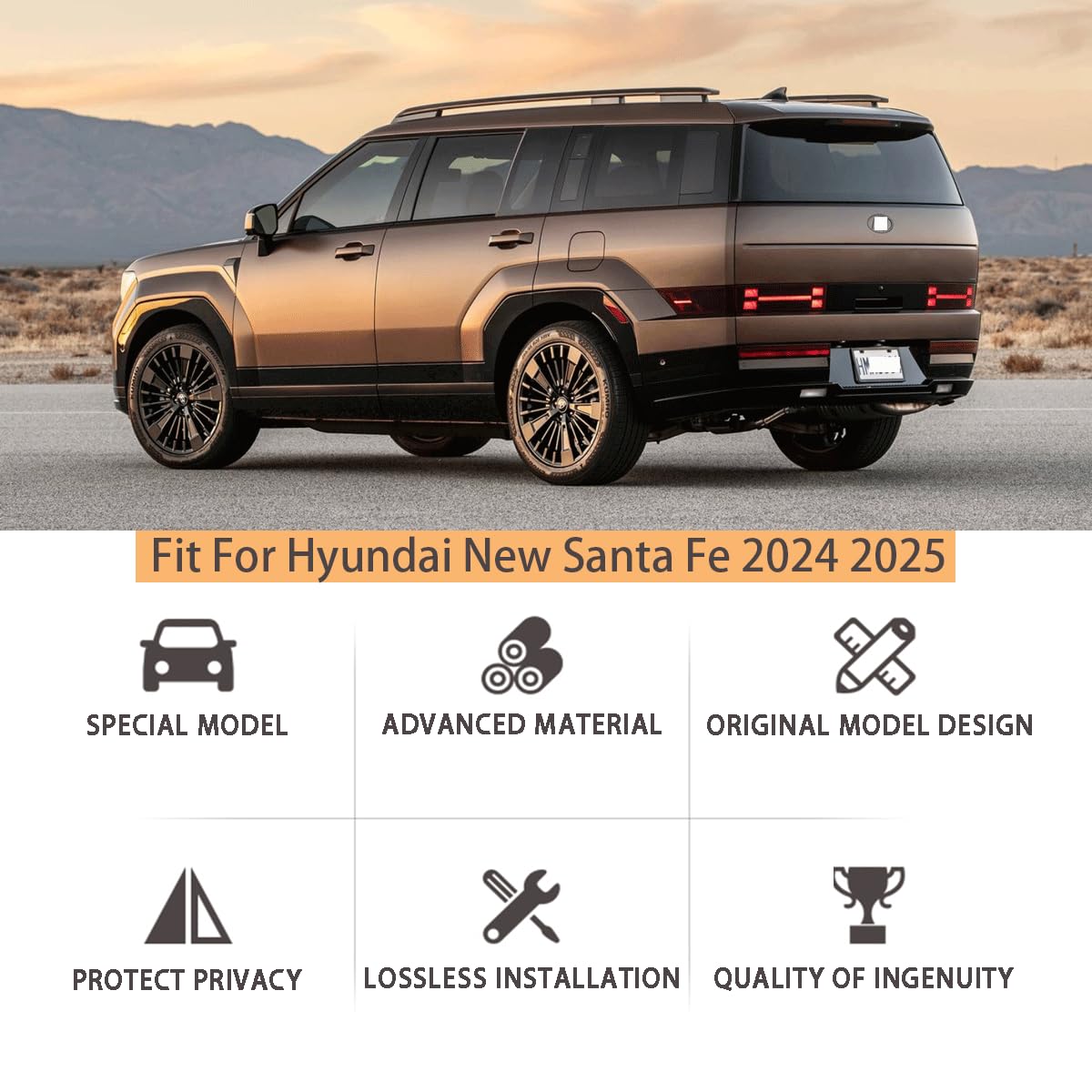 2024-2025 Hyundai Santa Fe Retractable Cargo Cover - Trunk Security Shade & Privacy Screen Protector | Perfect for Road Trips, Grocery Hauling & Vehicle Protection