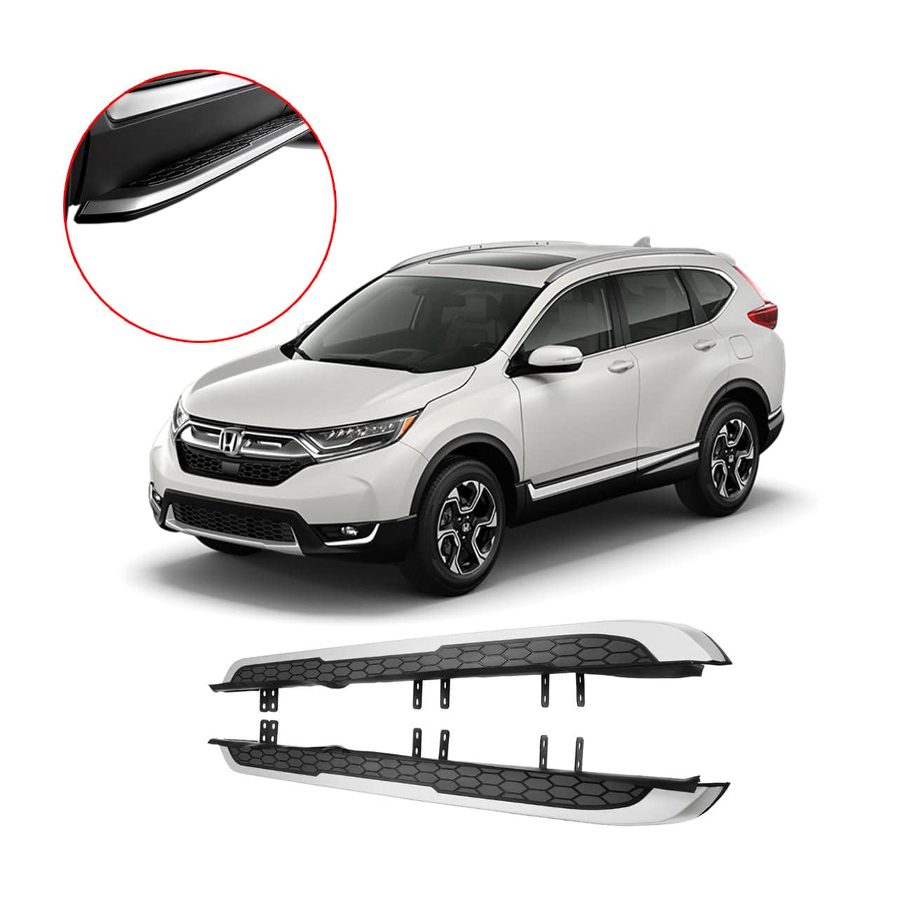 2017-2022 Honda CRV CR-V Side Step Running Boards - OE Style Silver Aluminum Side Steps for Enhanced Style & Easy Access - Perfect for Off-Roading & Family Use