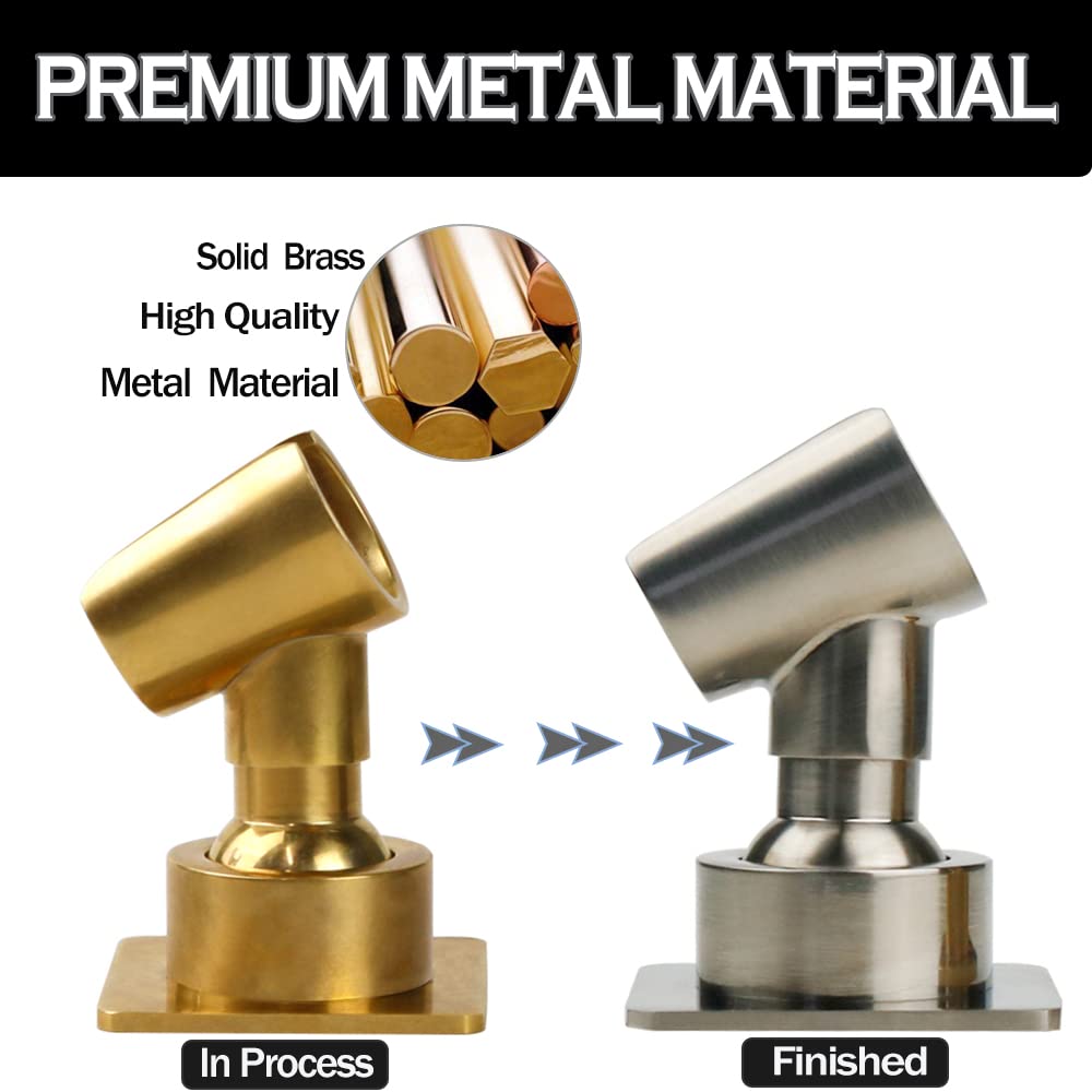 All Metal Handheld Shower Wand Bracket - Brass & Brushed Nickel Shower Head Holder - No Drill Adhesive Wall Mount for Easy Installation - Perfect for Bathroom, RV & Small Space Showers