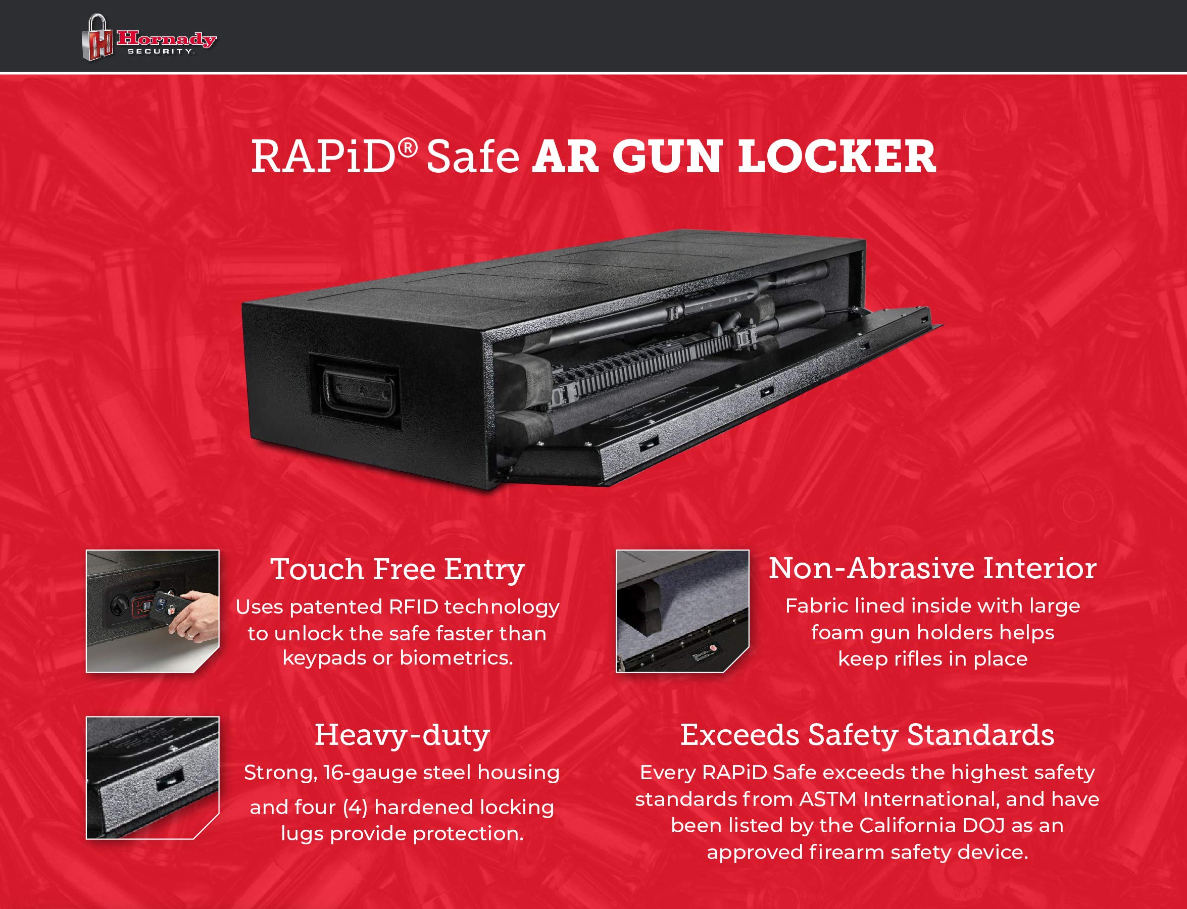 Hornady RAPiD Safe AR Gun Locker with RFID Touch-Free Entry | Tamper-Proof Rifle & Shotgun Safe for Home & Vehicle | Heavy Duty Storage for Firearms & Accessories | Ideal for Quick Access & Secure Gun Protection