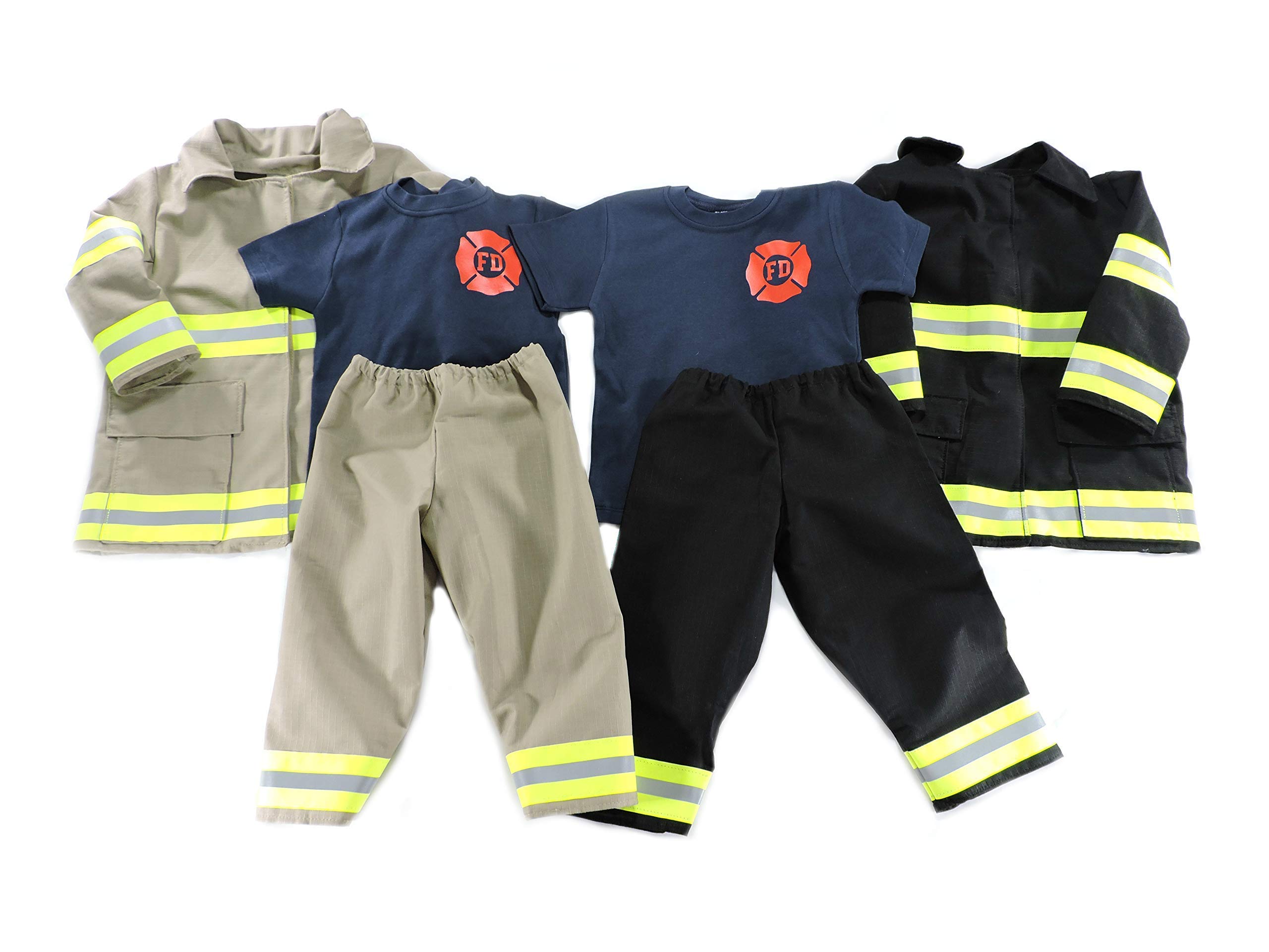 Kids Firefighter Costume Set - Realistic Bunker Jacket & Pants for Toddlers | Pretend Play, Halloween Dress Up, Birthday Party Outfit