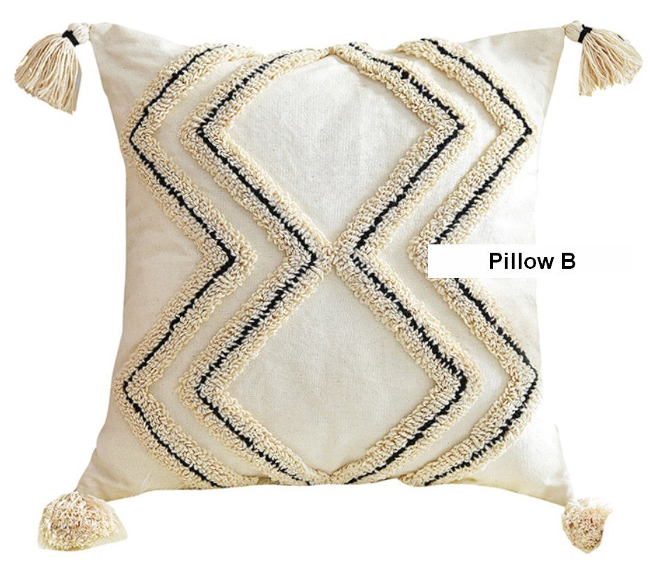 Modern Geometric Square Throw Pillows for Couch - Beige Decorative Cushion Covers - Contemporary Home Decor Accent Pillows for Living Room, Bedroom & Interior Design