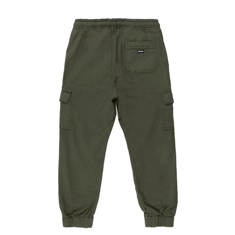 Rip Curl Boys' Military Green Slouch Cargo Jogger Pants - Comfortable & Stylish for Outdoor Play, School, and Everyday Wear