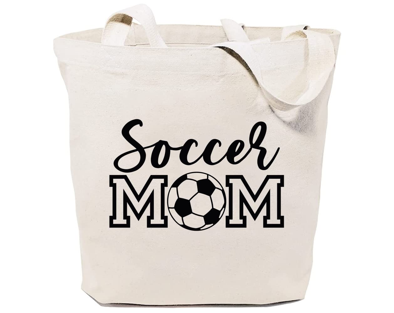 Soccer Mom Tote Bag - Large Reusable Canvas Grocery Shopping Bag for Women - Funny Football Themed Gift for Moms - Perfect for Sports Games, School Runs & Grocery Trips