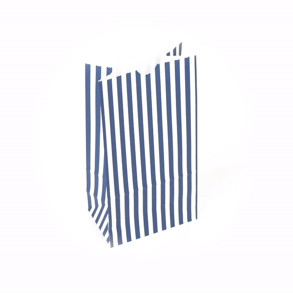 Blue and White Striped Paper Bags - 4 lb Capacity, 5 x 3.25 x 9.5 Inches - Pack of 100 - Perfect for Gift Wrapping, Party Favors & Retail Packaging