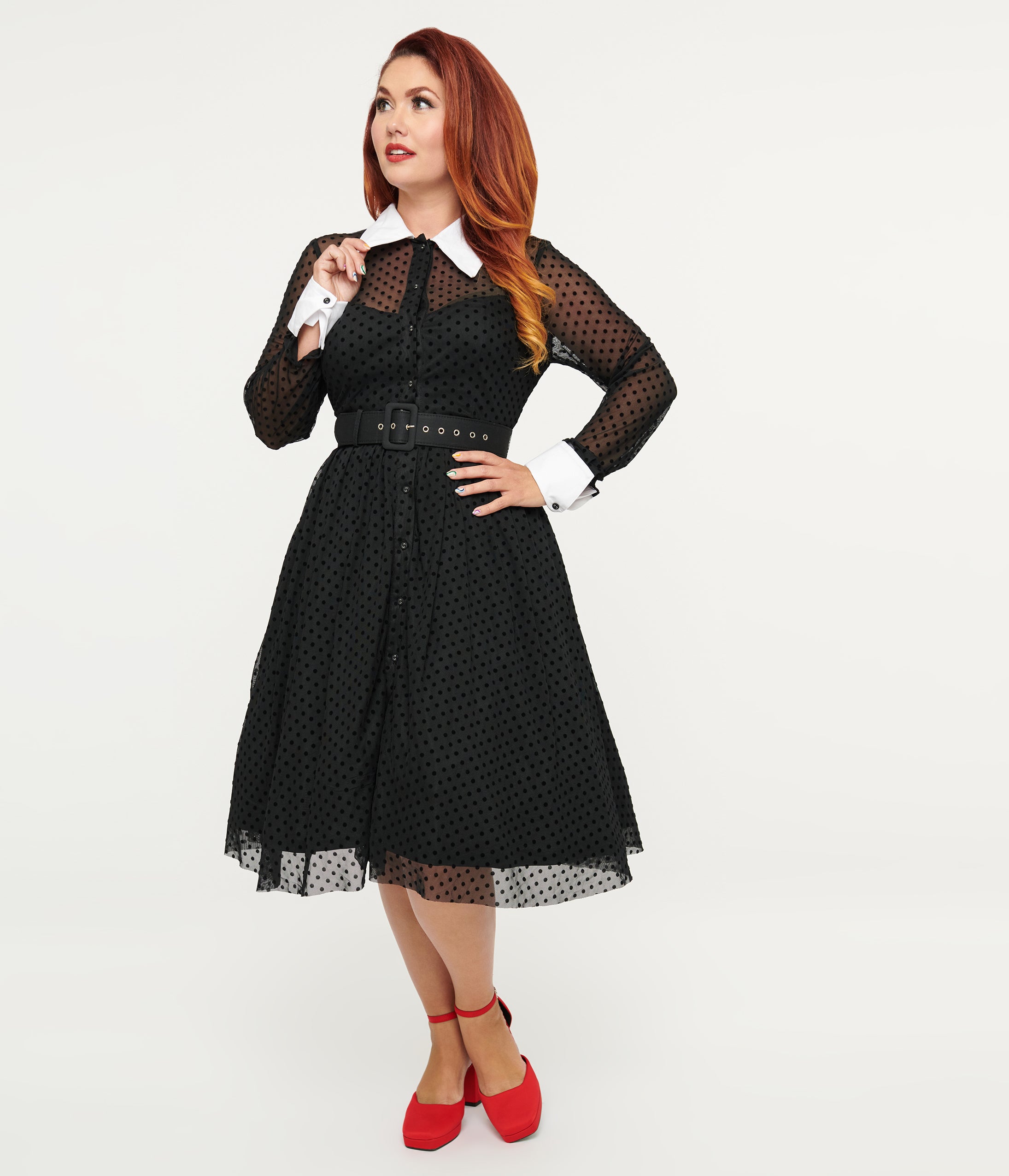 Vintage 1950s Black Polka Dot Swing Dress - Retro Tulle Party Dress for Women | Perfect for Cocktail Parties, Weddings & Special Occasions