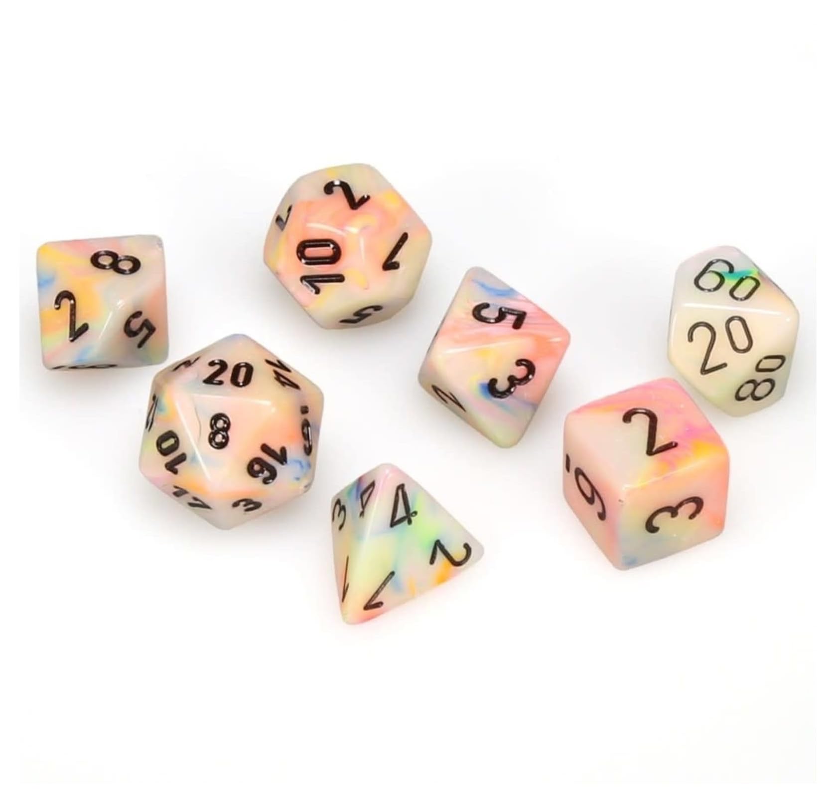 Festive Circus/Black 10mm Polyhedral Dice Set for Dungeons & Dragons, D&D, DND, TTRPG - Includes 7 Dice (D4, D6, D8, D10, D12, D20, D%) - Perfect for RPG Gaming, Tabletop Adventures & Collectors - CHX20442
