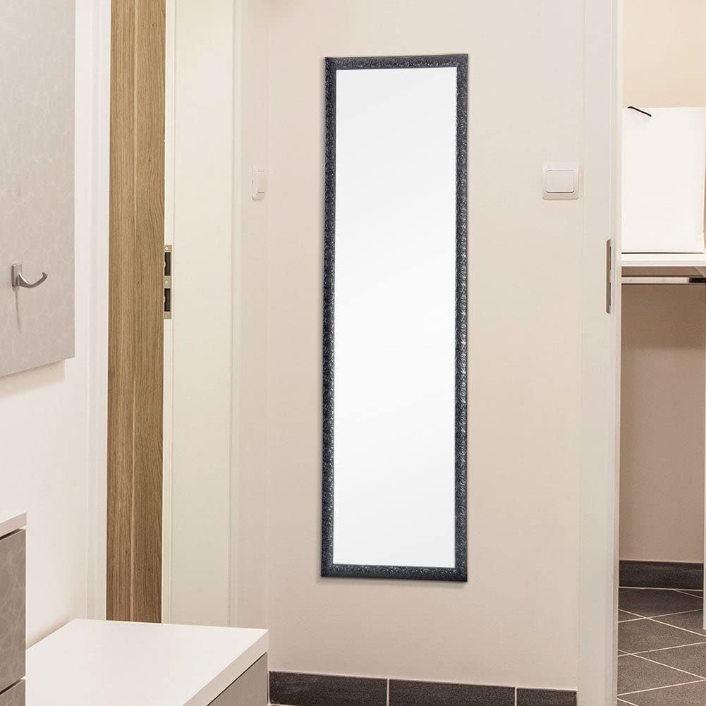 Full Length Wall Mounted Door Mirror - Modern Black Dressing Mirror with Hardware - Perfect for Bedroom, Closet & Entryway Decor