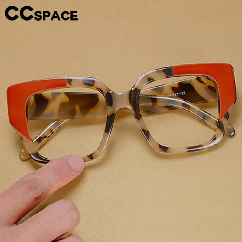 CCspace Women's Full Rim Large Square Plastic Reading Glasses R57129 - Fashionable Blue Light Blocking Readers for Work, Reading & Computer Use