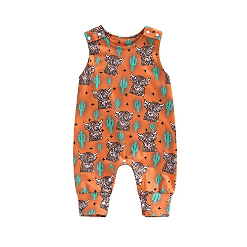 B2 Cartoon Cattle Print Orange