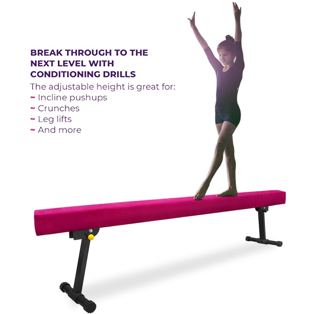 6ft/8ft Adjustable Gymnastics Balance Beam for Kids & Adults - High/Low Floor Beam for Home Training, Physical Therapy & Professional Gymnastics Practice - Perfect for Beginners to Advanced Athletes (Ideal for Home Gyms, Dance Studios & Rehabilitation Centers)