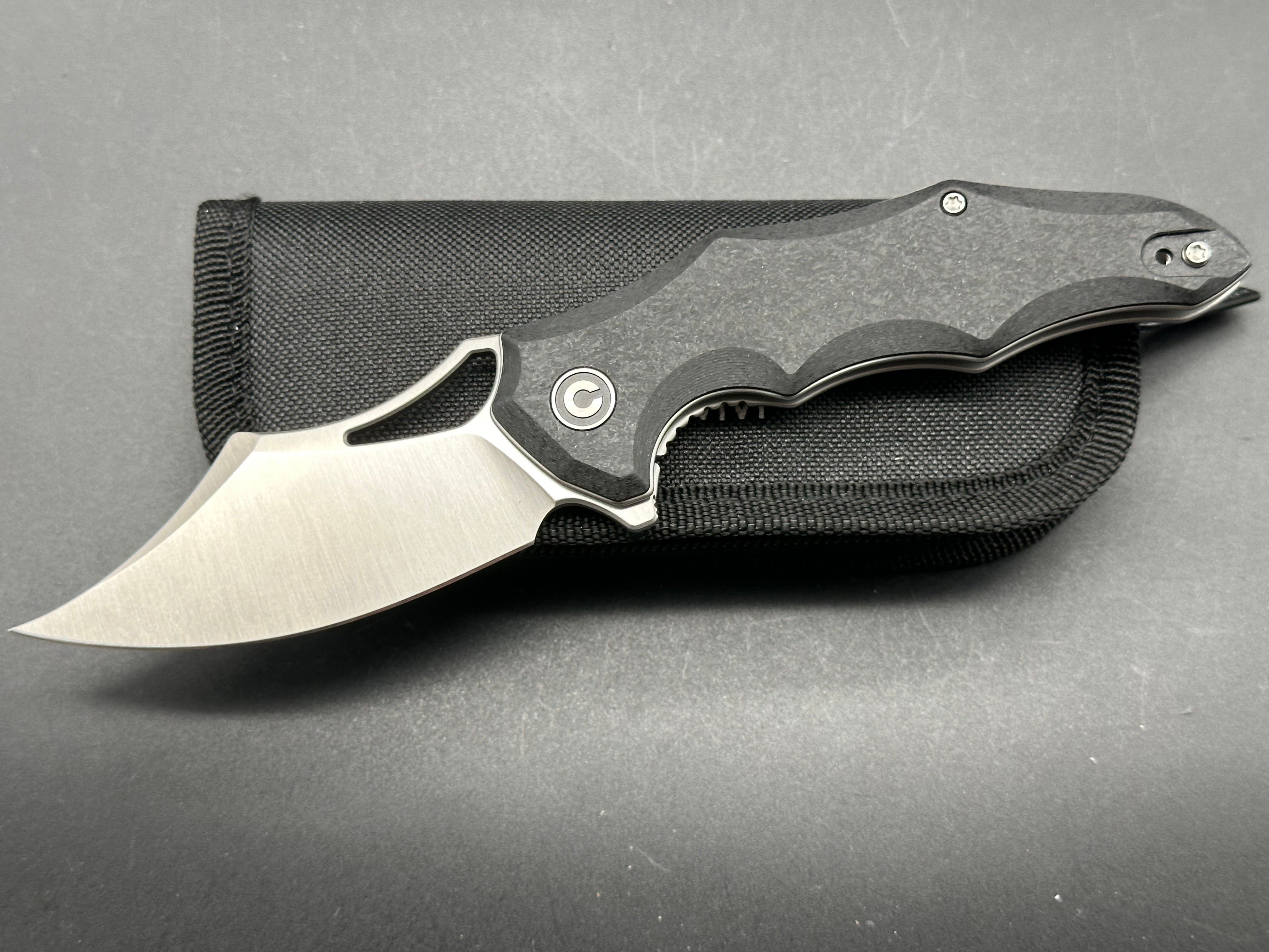 CIVIVI CHIRO Folding Knife - Black Handle, 14C28N Stainless Steel Blade, Clip Point Plain Edge Satin Finish - EDC, Outdoor, Camping & Survival Gear