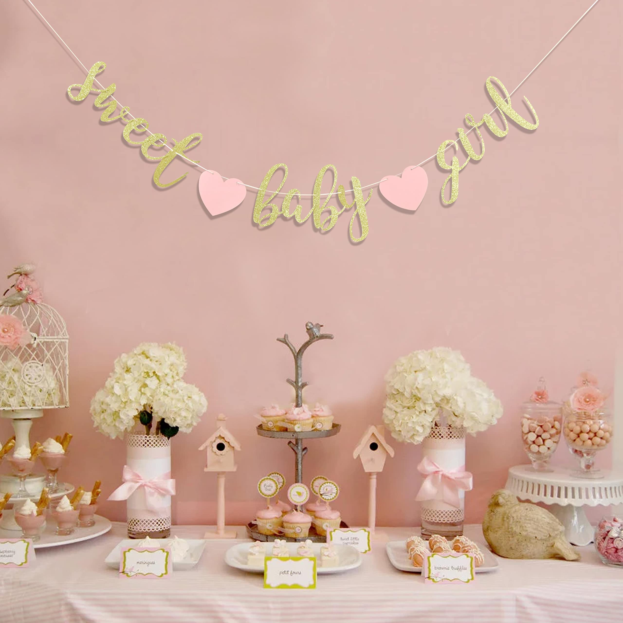 Sweet Baby Girl Banner - Gold Glitter It's a Girl Sign for Baby Shower, Gender Reveal & First Birthday Party Decorations | Perfect for Nursery, Photo Backdrops & Celebration Garlands