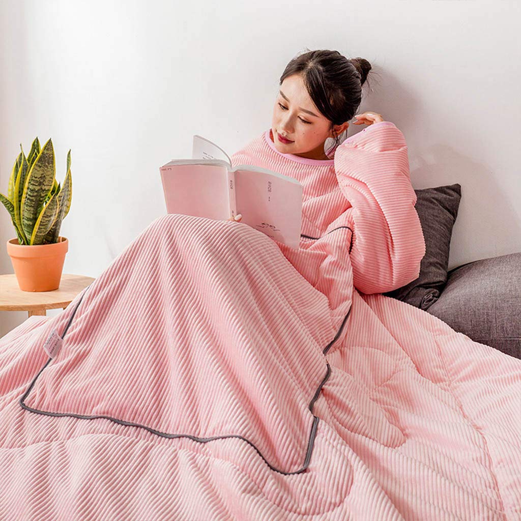 QIMO Wearable Throw Blanket for Adults & Teens - Soft Thickened Warm Coral Fleece Blanket for Couch, Sofa, Bed - Perfect for Winter, TV Watching & Home Use - Available in Two Sizes (50