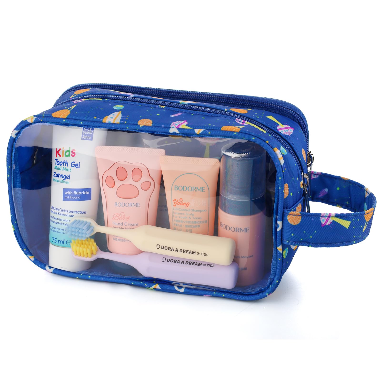 **Waterproof Hanging Toiletry Bag for Boys - Travel Wash Bag for Kids, Toddler & Little Boys, Navy Blue - Perfect for Camping, Sleepovers & Family Trips**
