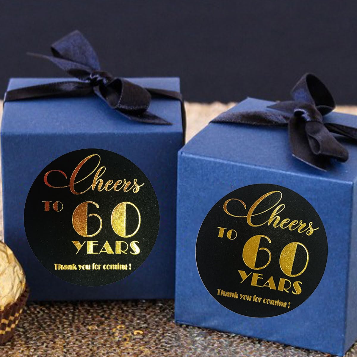 60th Birthday & Anniversary Party Stickers - Set of 100 Round 1.6