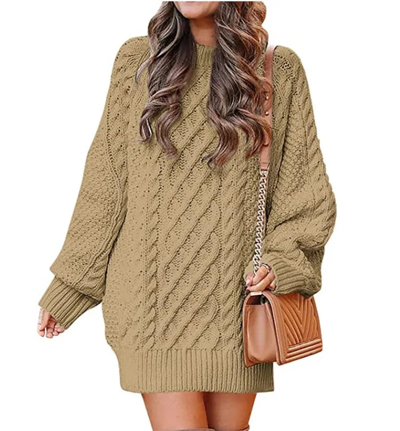 13 Colors Women's Chunky Cable Knit Oversized Pullover Sweater - Long Sleeve Crewneck Winter Warm Tops for Casual Outfits, Holiday Gatherings & Cozy Home Wear