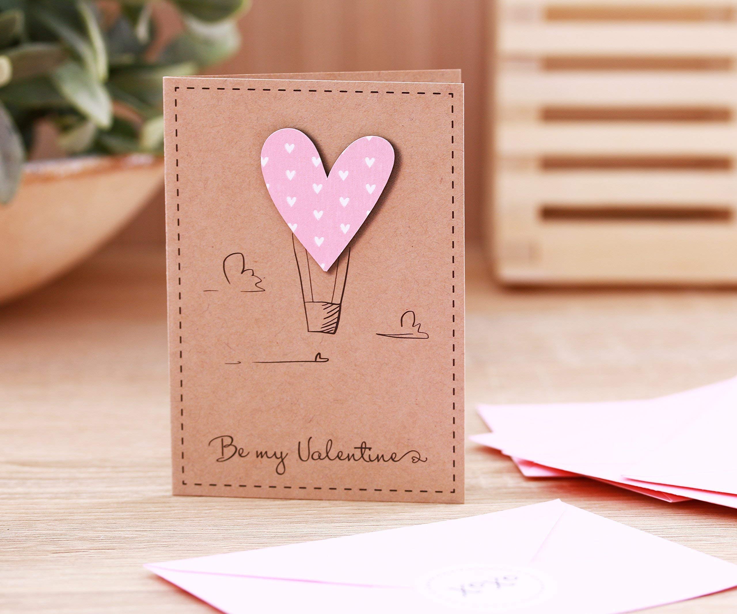 Valentine's Day Cards for Kids - 12 Pack Classroom Valentine Cards with Pink Heart Balloons, Envelopes & Stickers - Perfect for School Exchanges, Party Favors & Classroom Activities