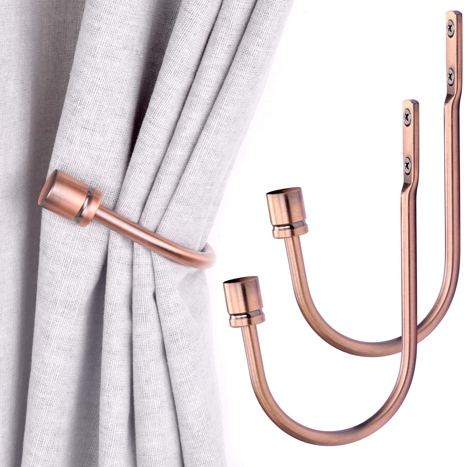 iLoft Decorative Curtain Tie Back Hooks - Antique Copper Drapery Holdbacks (2 Pack) - Perfect for Living Room, Bedroom & Window Treatments