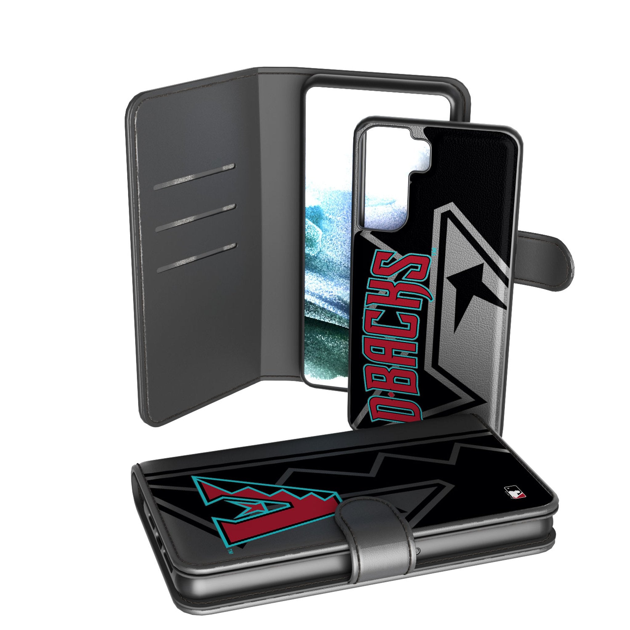 Arizona Diamondbacks Monocolor Tilt Wallet Phone Case for iPhone & Samsung - Slim RFID Blocking Credit Card Holder with Stand - Perfect for Baseball Fans & Game Day Outings