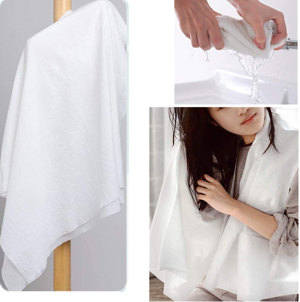 Extra Large 42x27 Inch Compressed Disposable Cotton Bath Towels - Portable, Lightweight & Reusable Travel Towels for Hiking, Camping, Beach, Swimming, Gym & Outdoor Activities