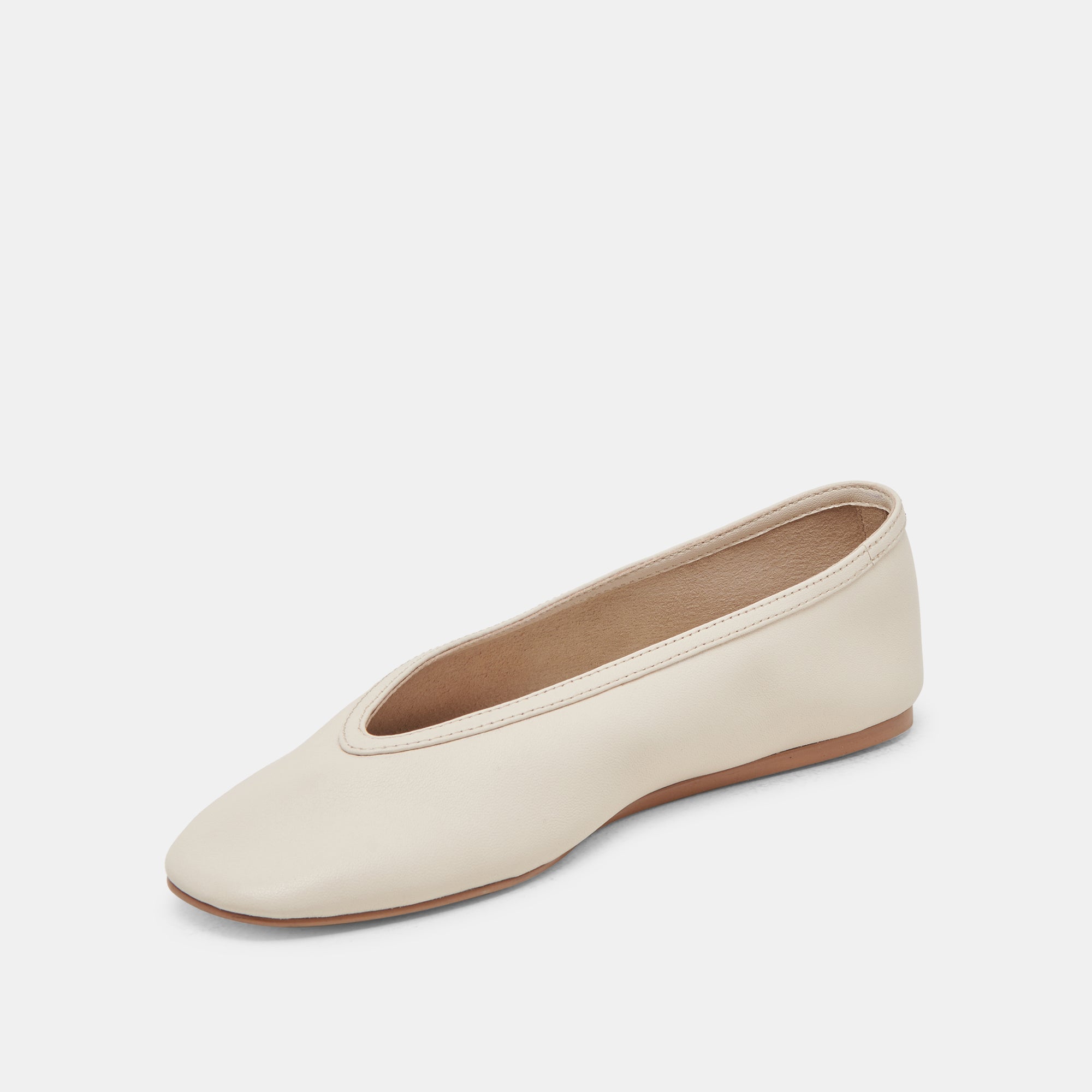 BRAIDY BALLET FLATS IVORY LEATHER - Women's Comfortable Slip-On Shoes for Work, Travel & Casual Wear