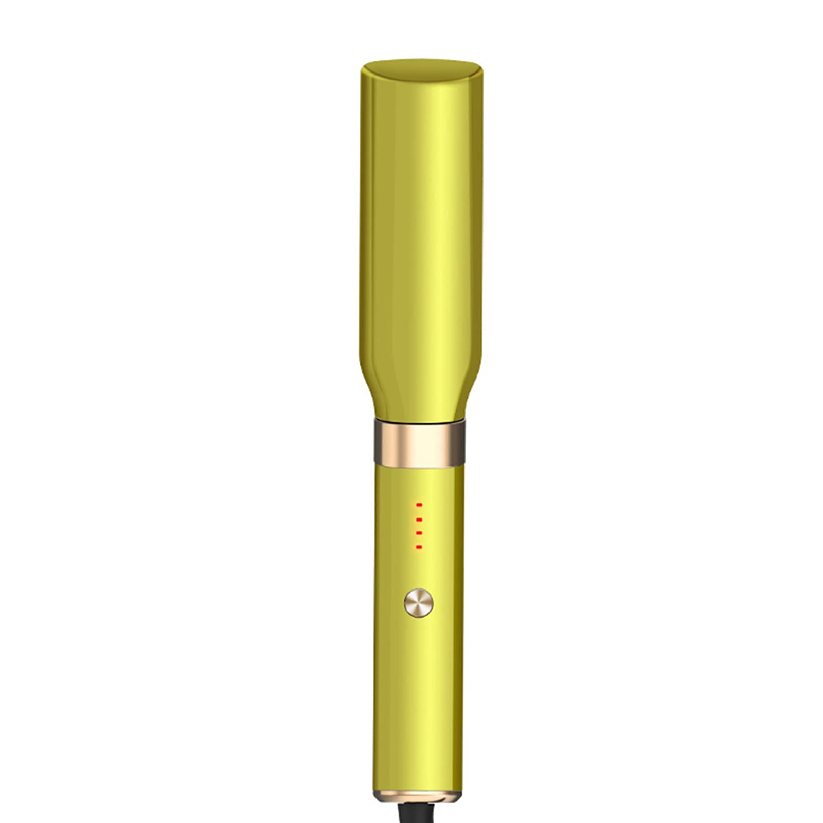 Foldable Hair Straightener Brush - Negative Ion PTC Fast Heating Hair Straightening Iron with 4 Temperature Settings - Dual Use as Hair Curler for Salon & Home Styling (Yellow, UK Plug) - Perfect for Travel, Daily Use & Professional Styling - Layfoo