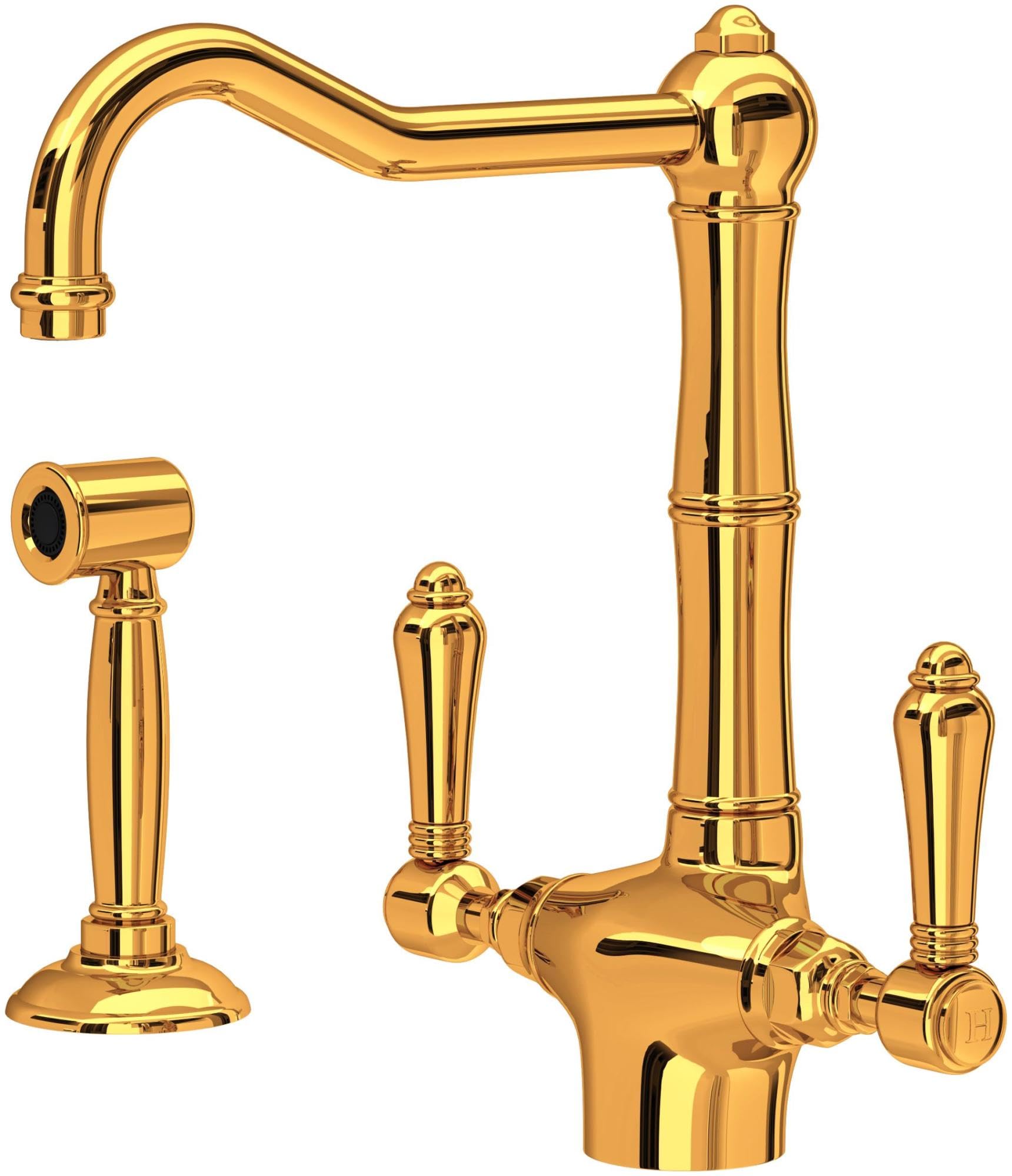 ROHL A1679LMWSIB-2 Italian Brass Kitchen Faucet - Modern Pull-Down Sprayer for Sink, Perfect for Home Kitchen & Restaurant Use