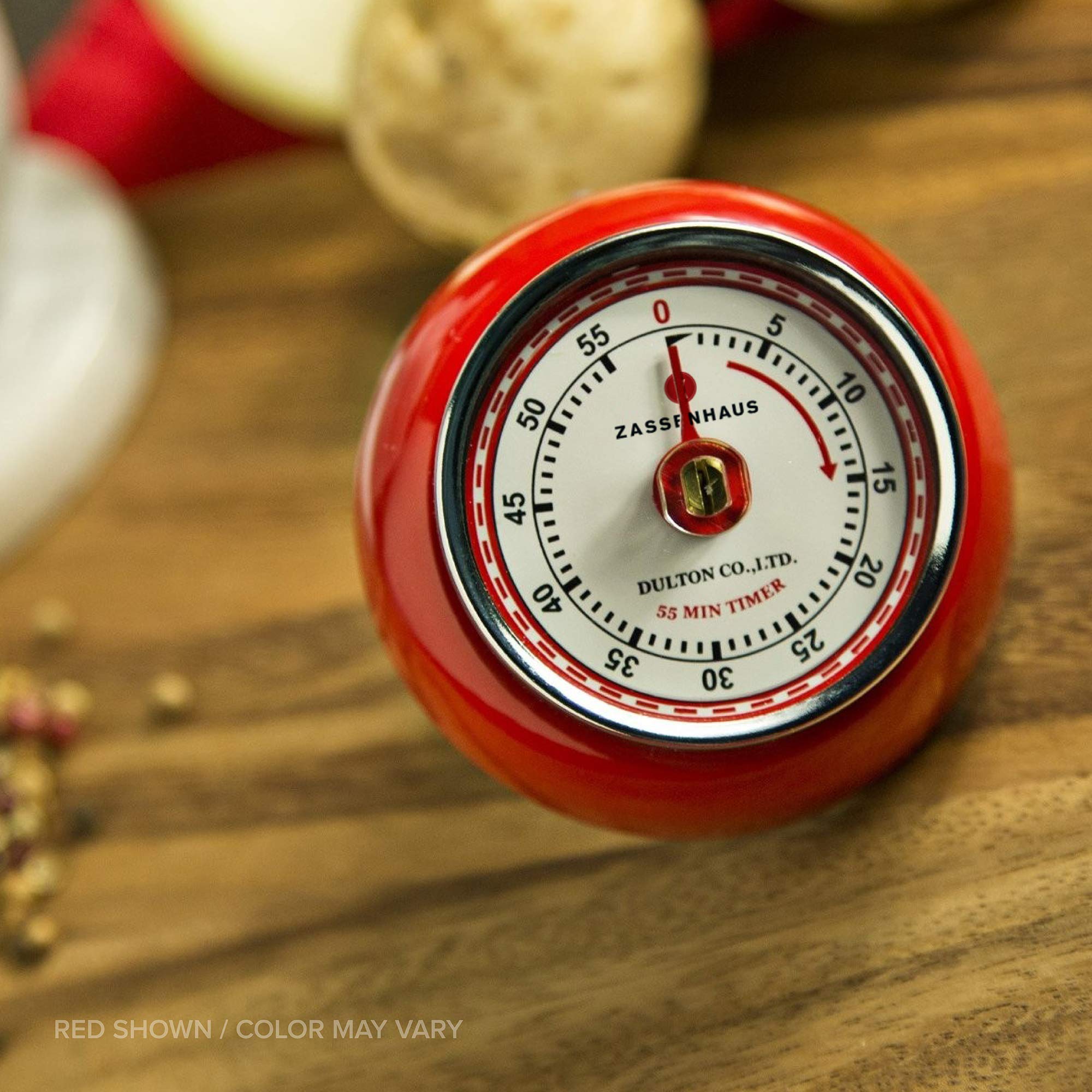 Zassenhaus Magnetic Retro 60 Minute Kitchen Timer - 2.75 Inch Olive Green - Perfect for Cooking, Baking, and Classroom Activities
