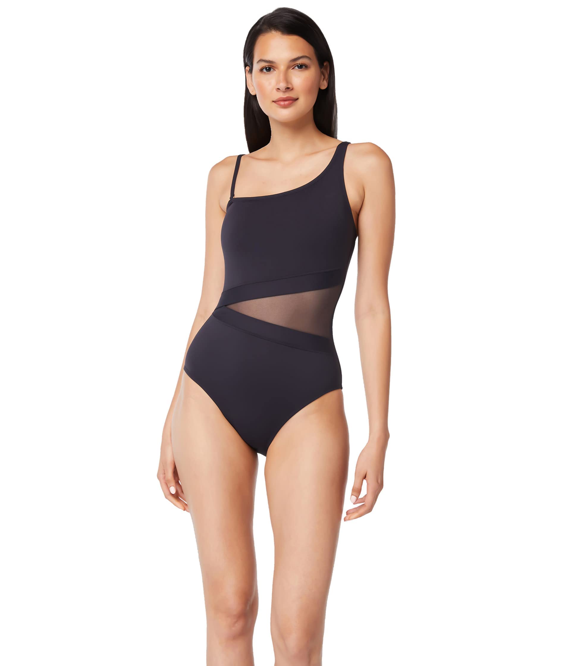 Bleu Rod Beattie 'Don't Mesh with Me' One Shoulder Mio One-Piece Swimsuit - Black Size 12 | Sexy One-Shoulder Bathing Suit for Beach Vacations & Pool Parties
