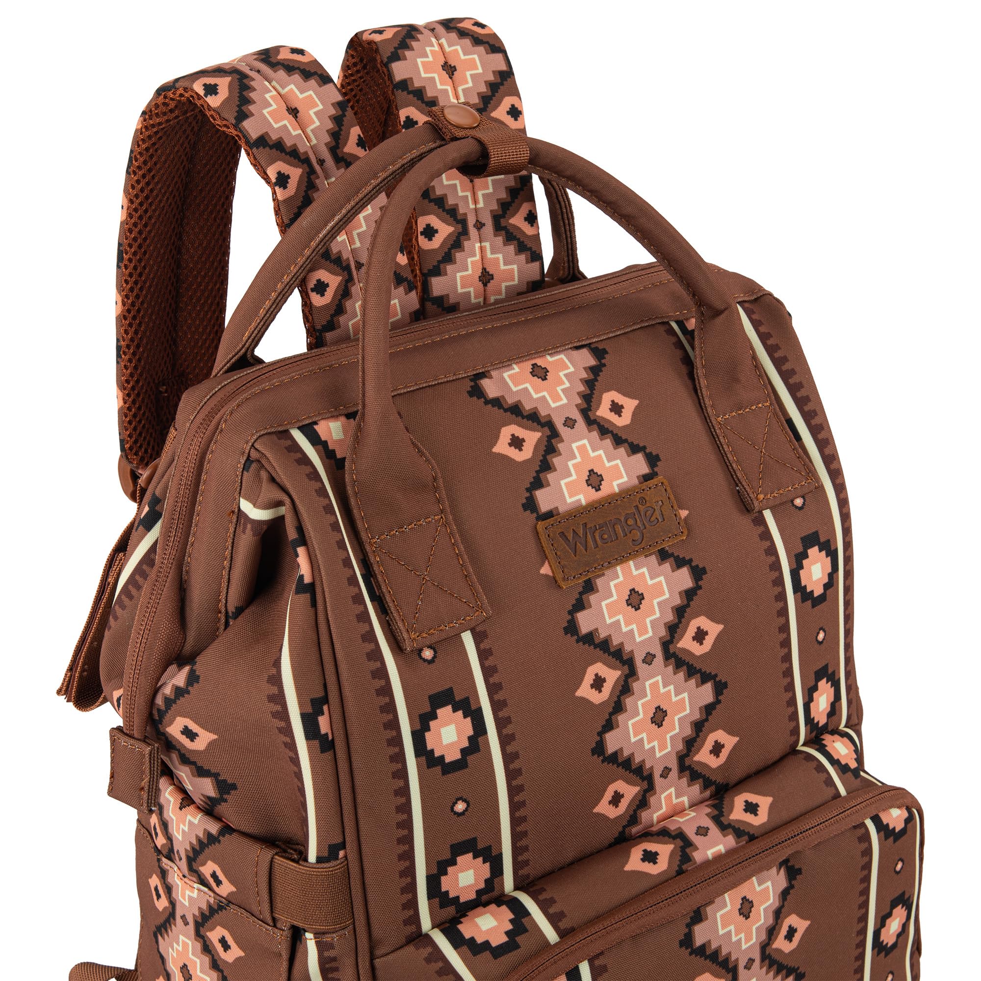 Wrangler Southwest Pattern Diaper Backpack - Stylish Baby Bag for Travel & Daily Use, Multi-Functional Western Design Daypack for Moms & Dads - Perfect for Daycare, Outings & Family Adventures