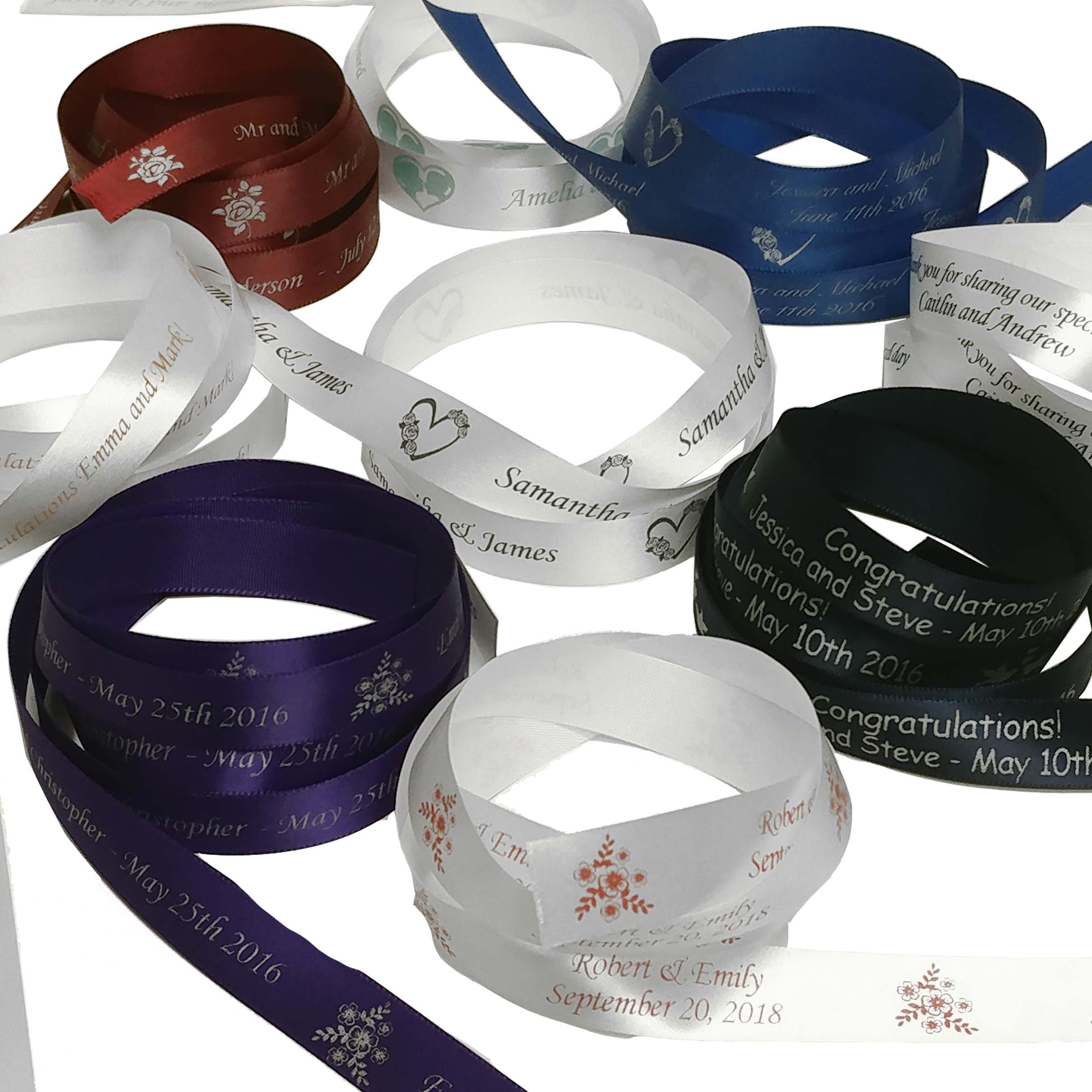 Custom Wedding Ribbon Personalized with Names & Dates - 100 Yards Bulk Roll for Wedding Favors, Bridal Shower Gifts, Party Decorations & DIY Craft Projects