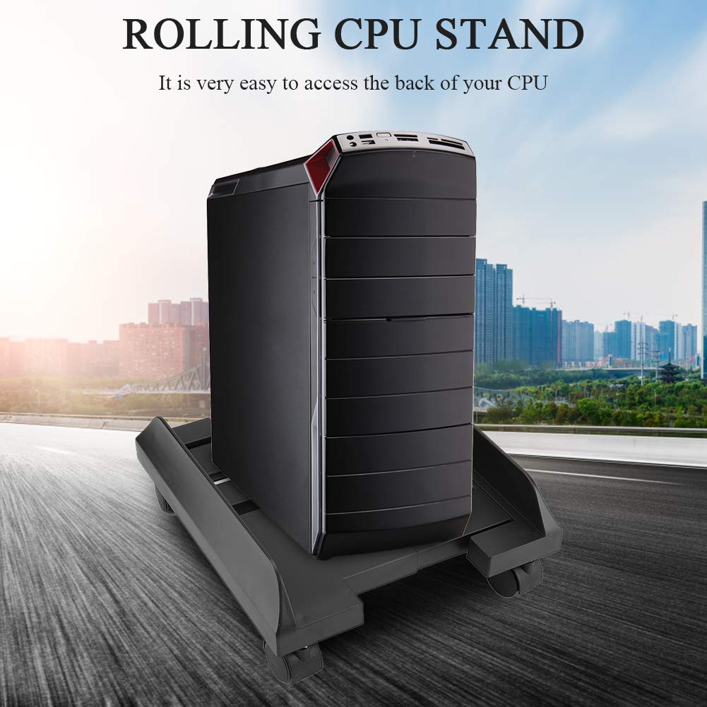 CPU Stand for PC Computer Case Holder Bracket - Desktop Mainframe Storage Rack with Brake & 4 Caster Wheels (Black) | Perfect for Office, Gaming Setup & Home Workspace Organization